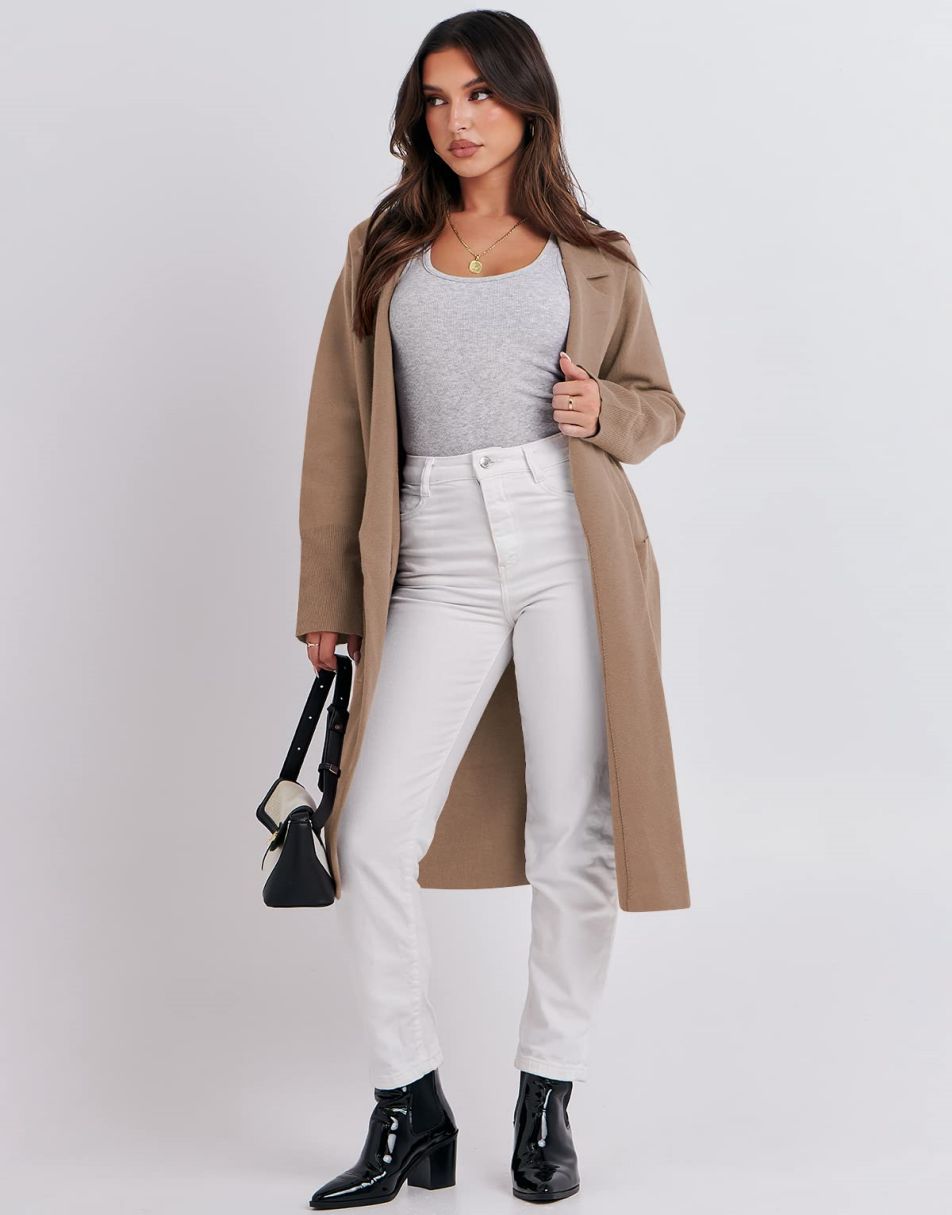 Cardigan for Women Oversized Open Front Sweater Coat Long Sleeve Lapel Blazer Jacket Fall Outwear Coatigan