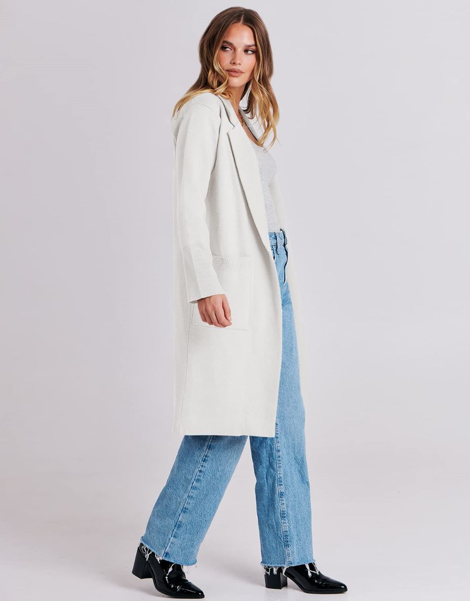 Cardigan for Women Oversized Open Front Sweater Coat Long Sleeve Lapel Blazer Jacket Fall Outwear Coatigan