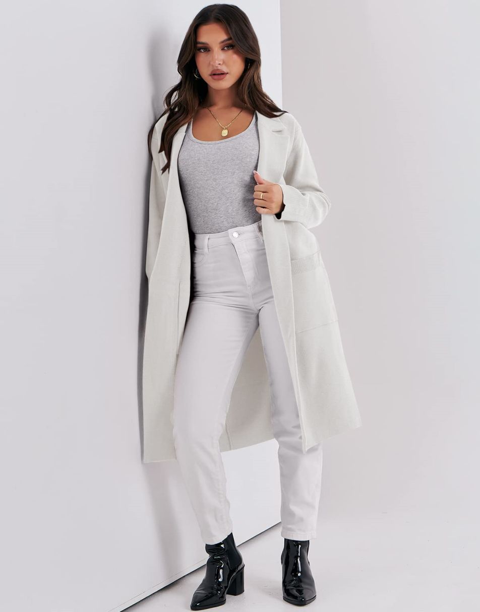 Cardigan for Women Oversized Open Front Sweater Coat Long Sleeve Lapel Blazer Jacket Fall Outwear Coatigan