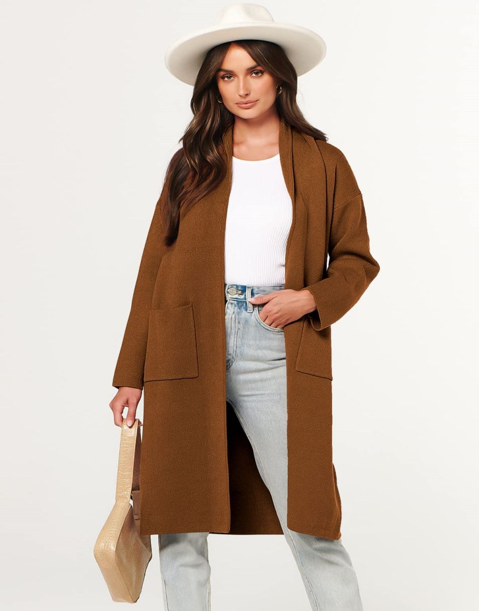 Women's Cardigan Long Sweater Oversized Open Front Knit Coatigan Duster Coat 2025 Trendy Fall Outfits Outerwear