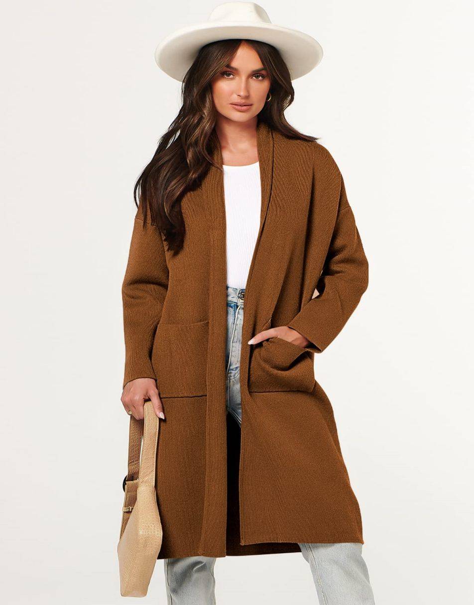 Women's Cardigan Long Sweater Oversized Open Front Knit Coatigan Duster Coat 2025 Trendy Fall Outfits Outerwear