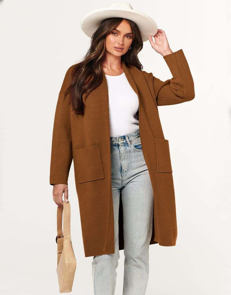 Women's Cardigan Long Sweater Oversized Open Front Knit Coatigan Duster Coat 2025 Trendy Fall Outfits Outerwear