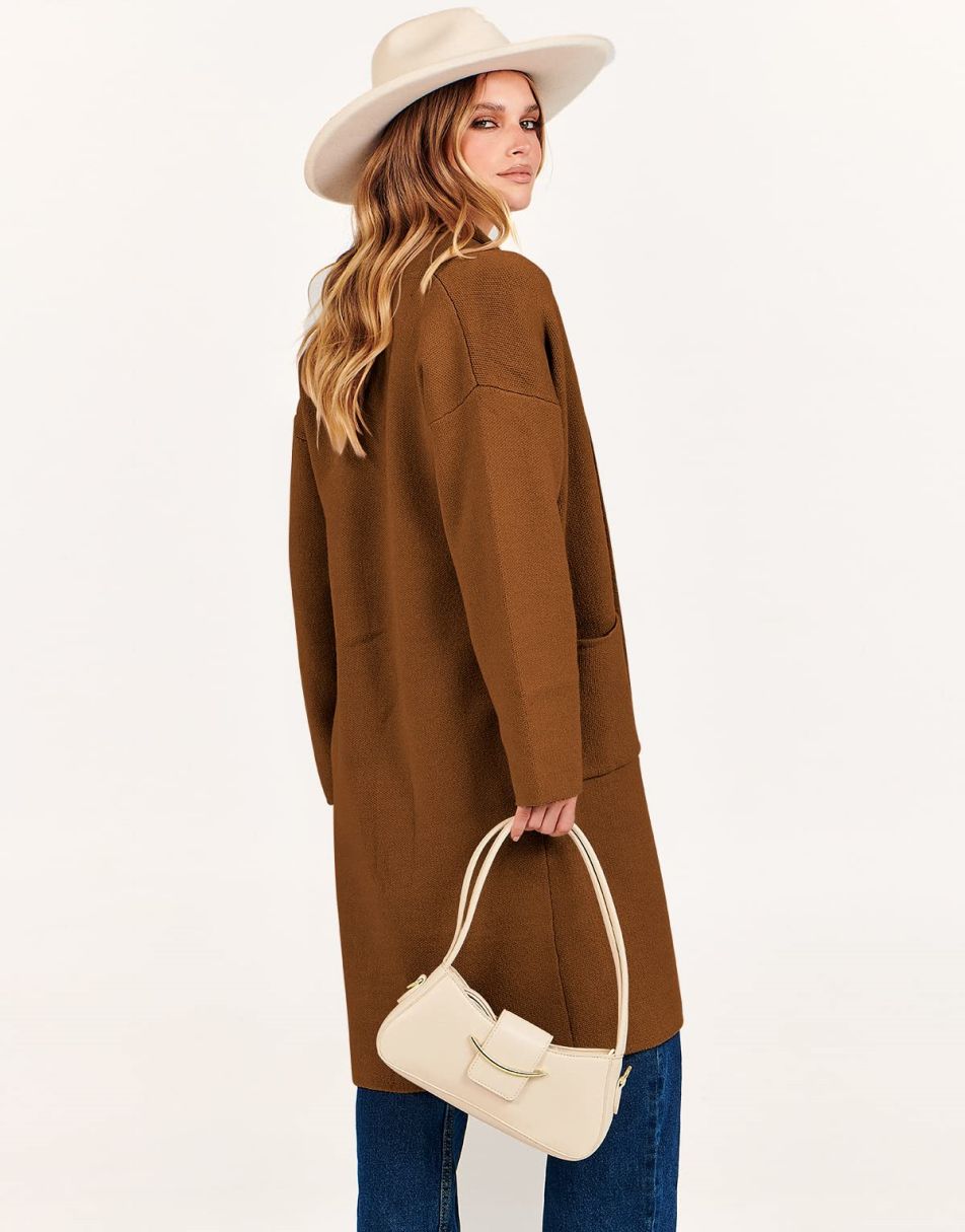 Women's Cardigan Long Sweater Oversized Open Front Knit Coatigan Duster Coat 2025 Trendy Fall Outfits Outerwear