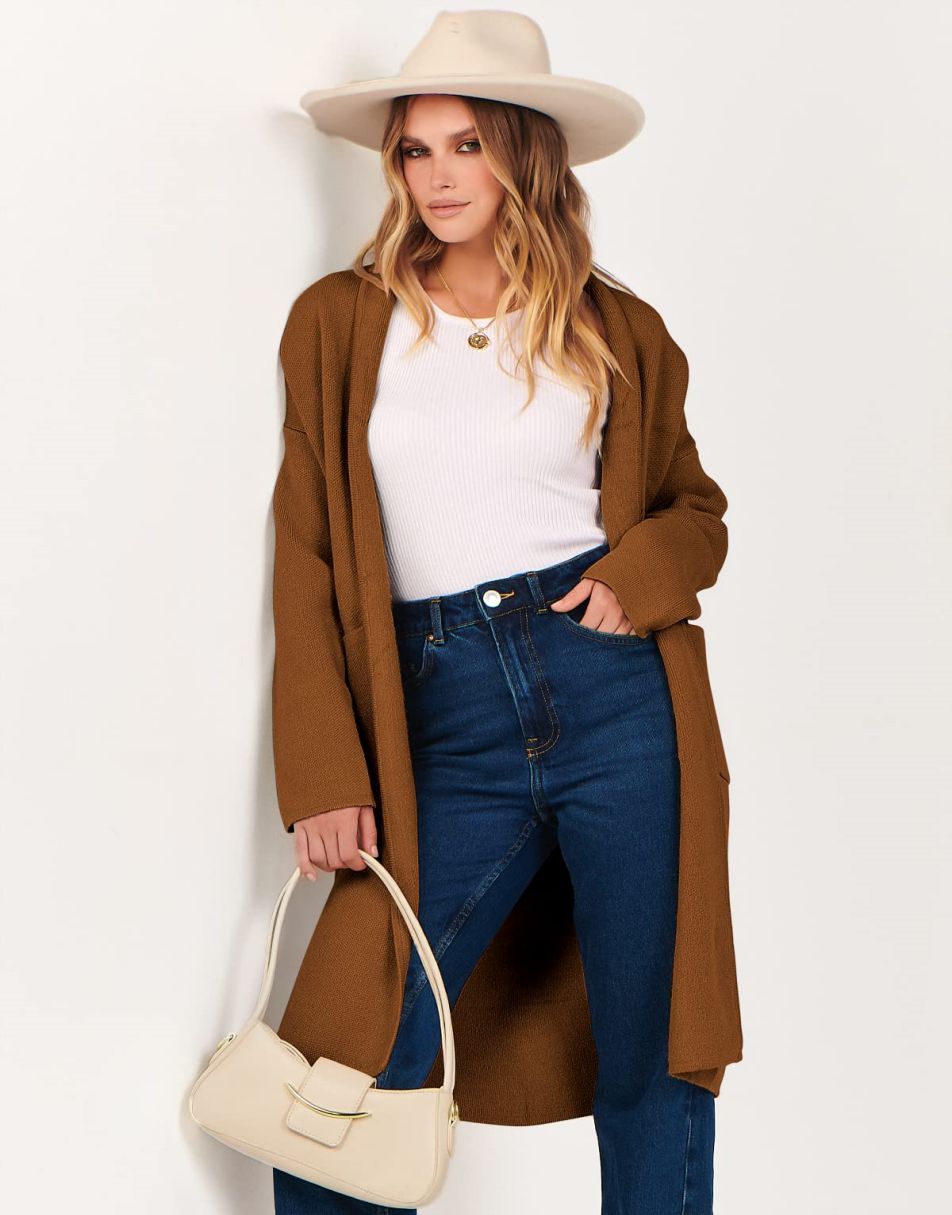 Women's Cardigan Long Sweater Oversized Open Front Knit Coatigan Duster Coat 2025 Trendy Fall Outfits Outerwear