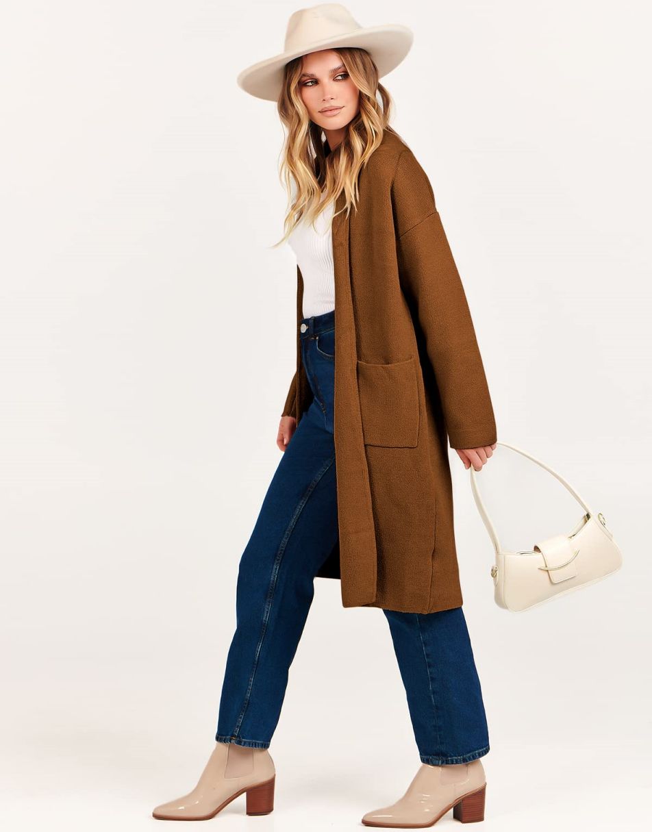 Women's Cardigan Long Sweater Oversized Open Front Knit Coatigan Duster Coat 2025 Trendy Fall Outfits Outerwear