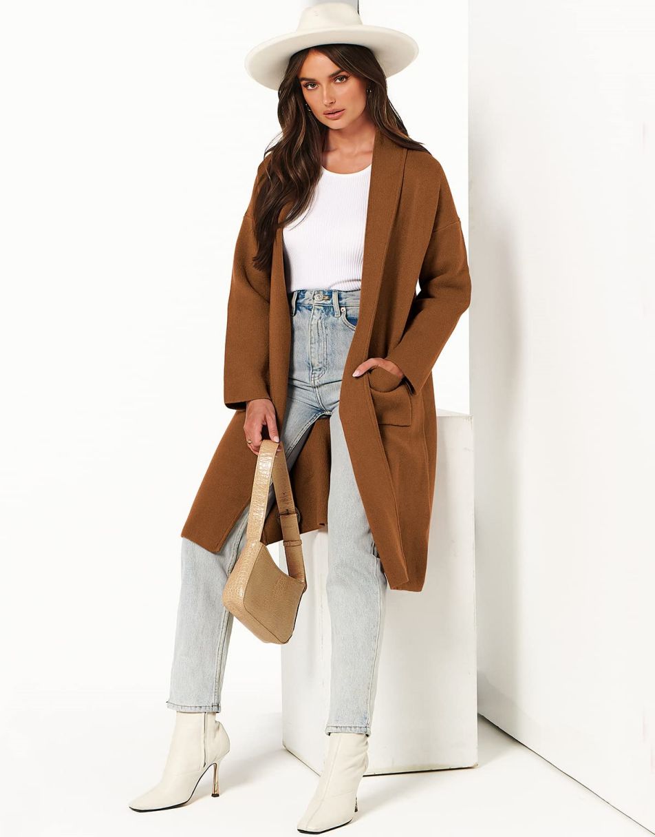 Women's Cardigan Long Sweater Oversized Open Front Knit Coatigan Duster Coat 2025 Trendy Fall Outfits Outerwear