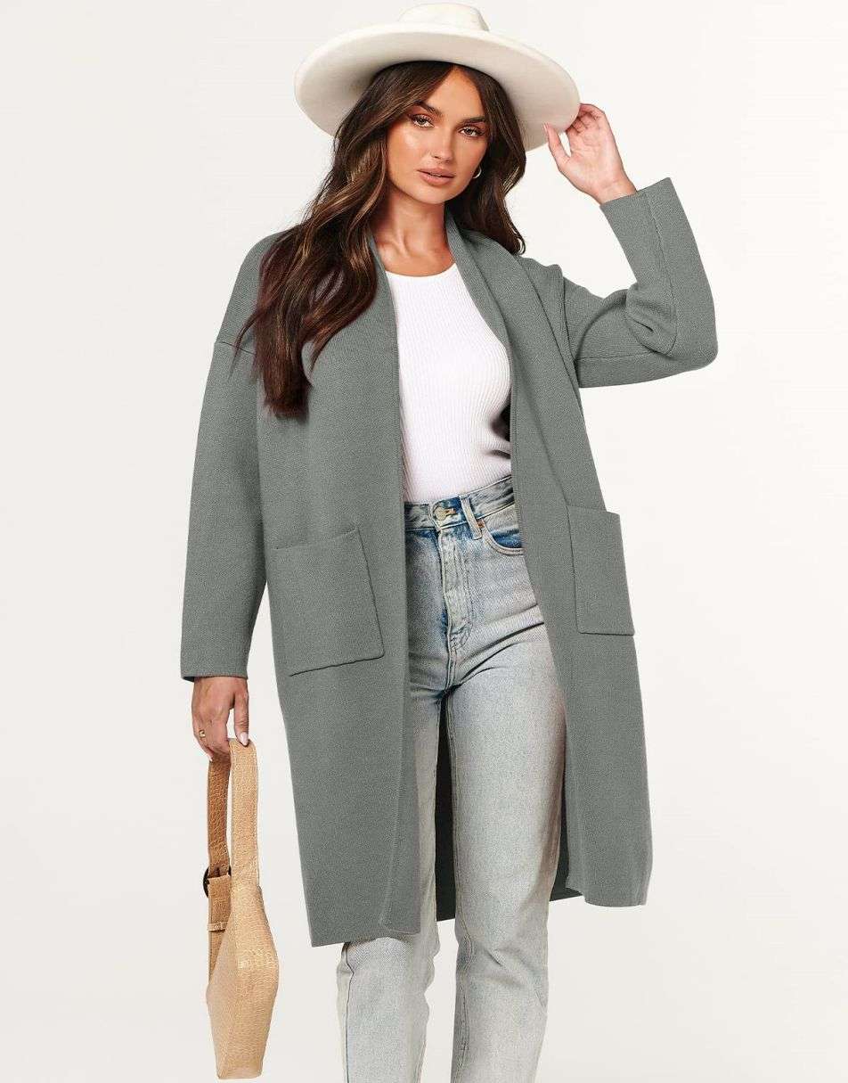 Women's Cardigan Long Sweater Oversized Open Front Knit Coatigan Duster Coat 2025 Trendy Fall Outfits Outerwear