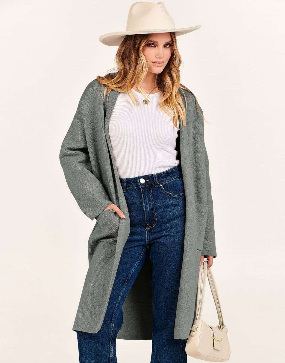 Women's Cardigan Long Sweater Oversized Open Front Knit Coatigan Duster Coat 2025 Trendy Fall Outfits Outerwear