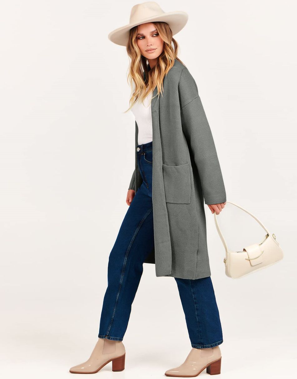 Women's Cardigan Long Sweater Oversized Open Front Knit Coatigan Duster Coat 2025 Trendy Fall Outfits Outerwear