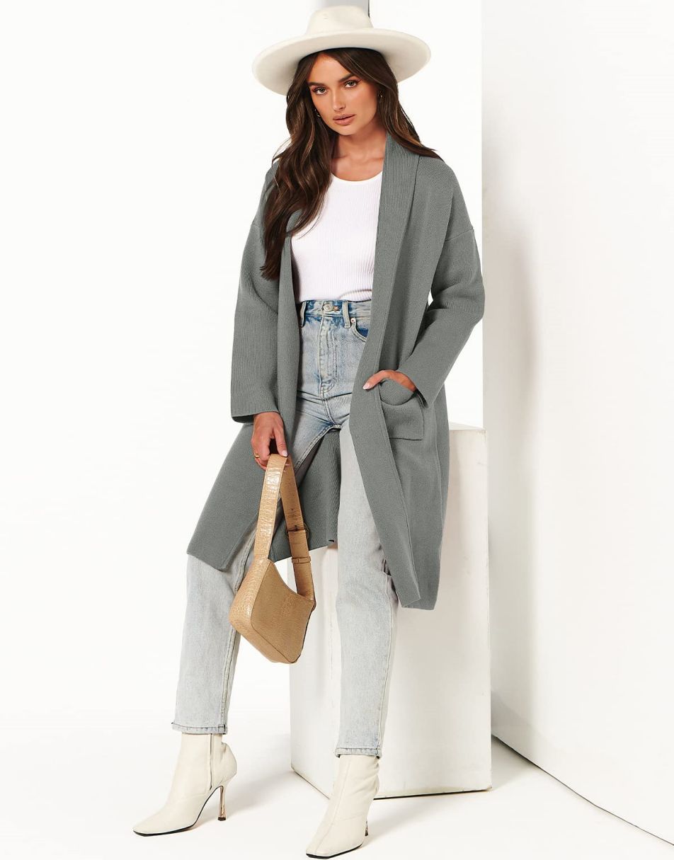 Women's Cardigan Long Sweater Oversized Open Front Knit Coatigan Duster Coat 2025 Trendy Fall Outfits Outerwear
