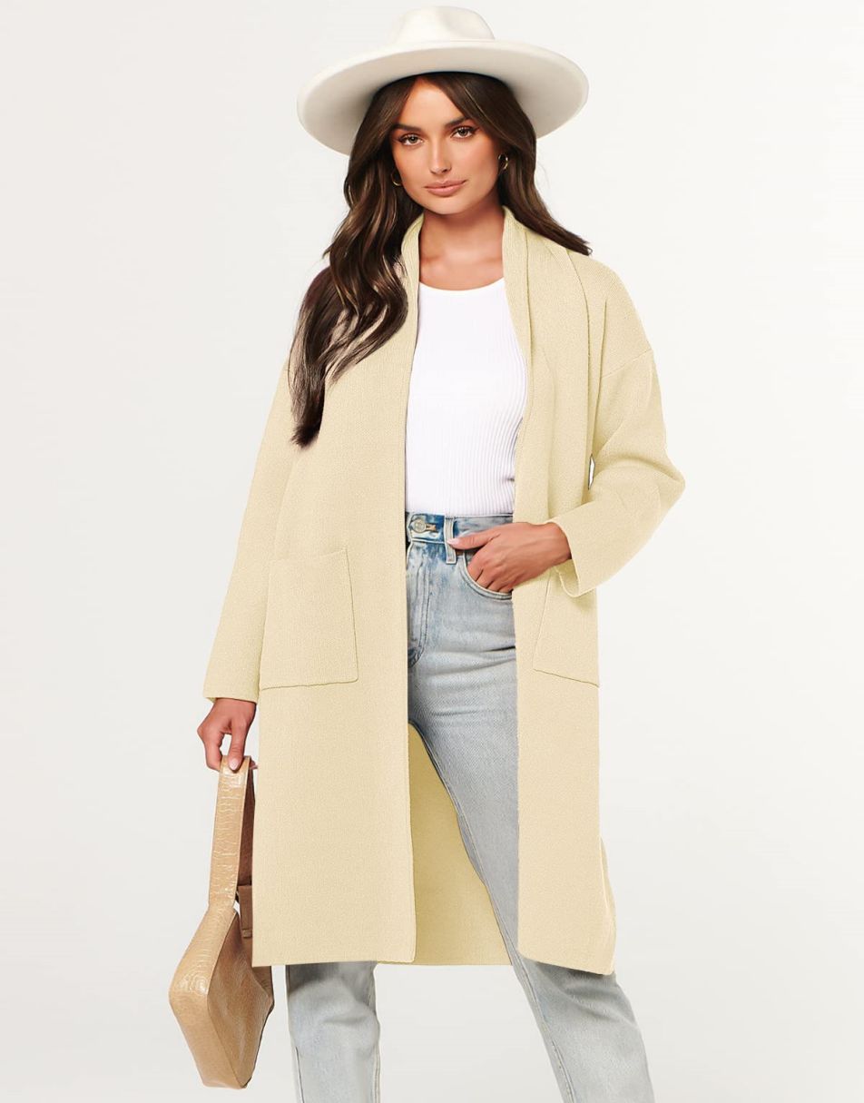 Women's Cardigan Long Sweater Oversized Open Front Knit Coatigan Duster Coat 2025 Trendy Fall Outfits Outerwear