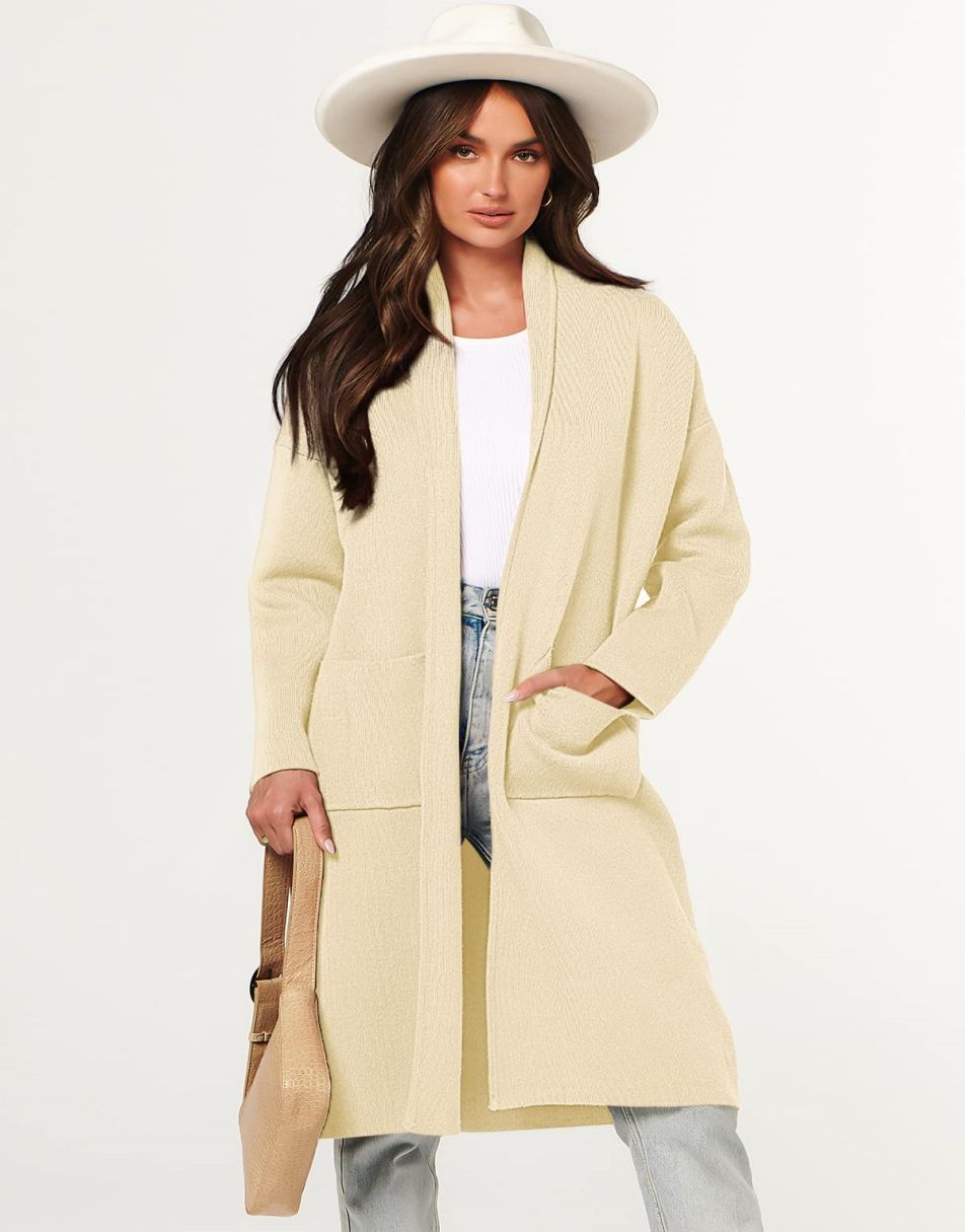 Women's Cardigan Long Sweater Oversized Open Front Knit Coatigan Duster Coat 2025 Trendy Fall Outfits Outerwear