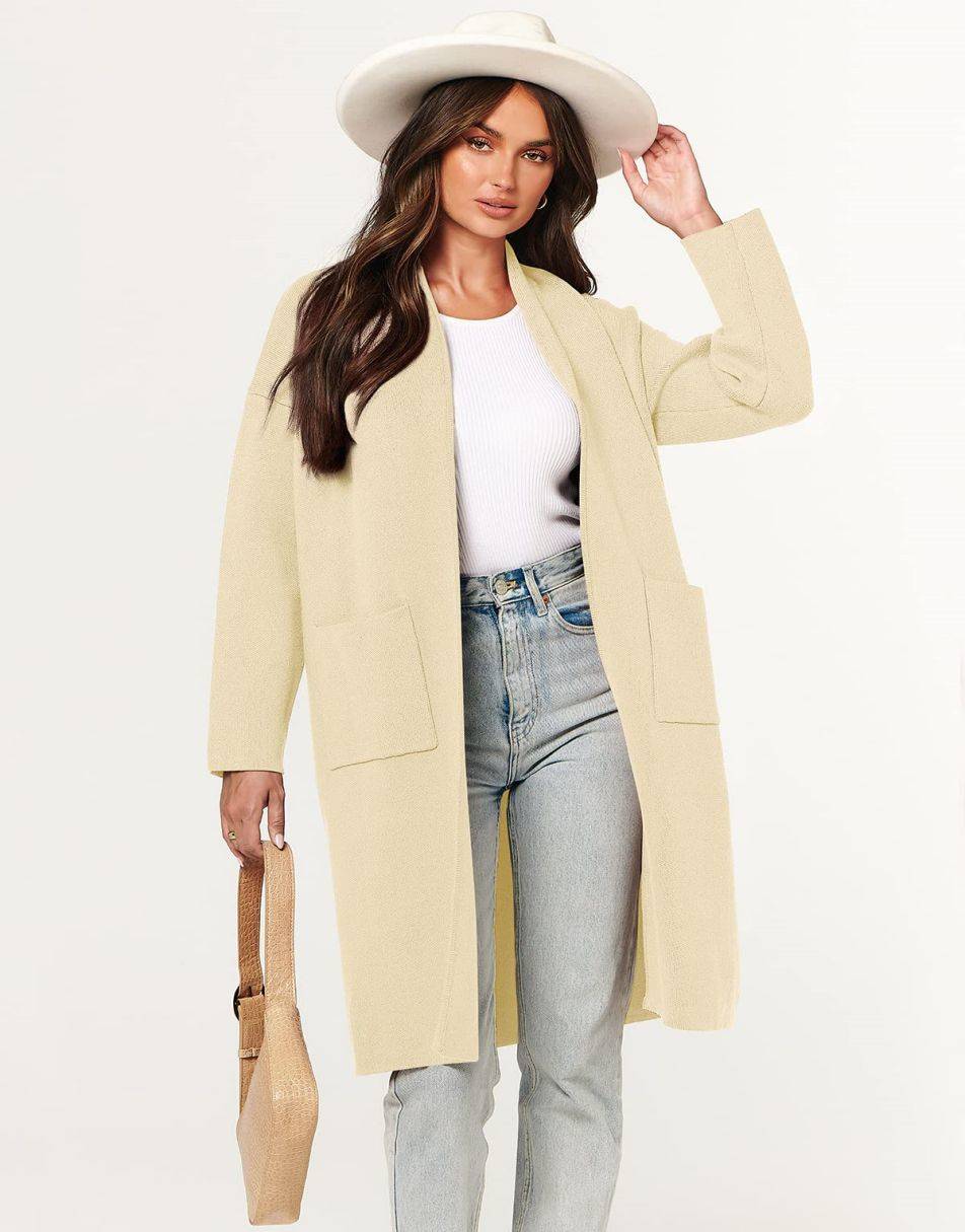 Women's Cardigan Long Sweater Oversized Open Front Knit Coatigan Duster Coat 2025 Trendy Fall Outfits Outerwear
