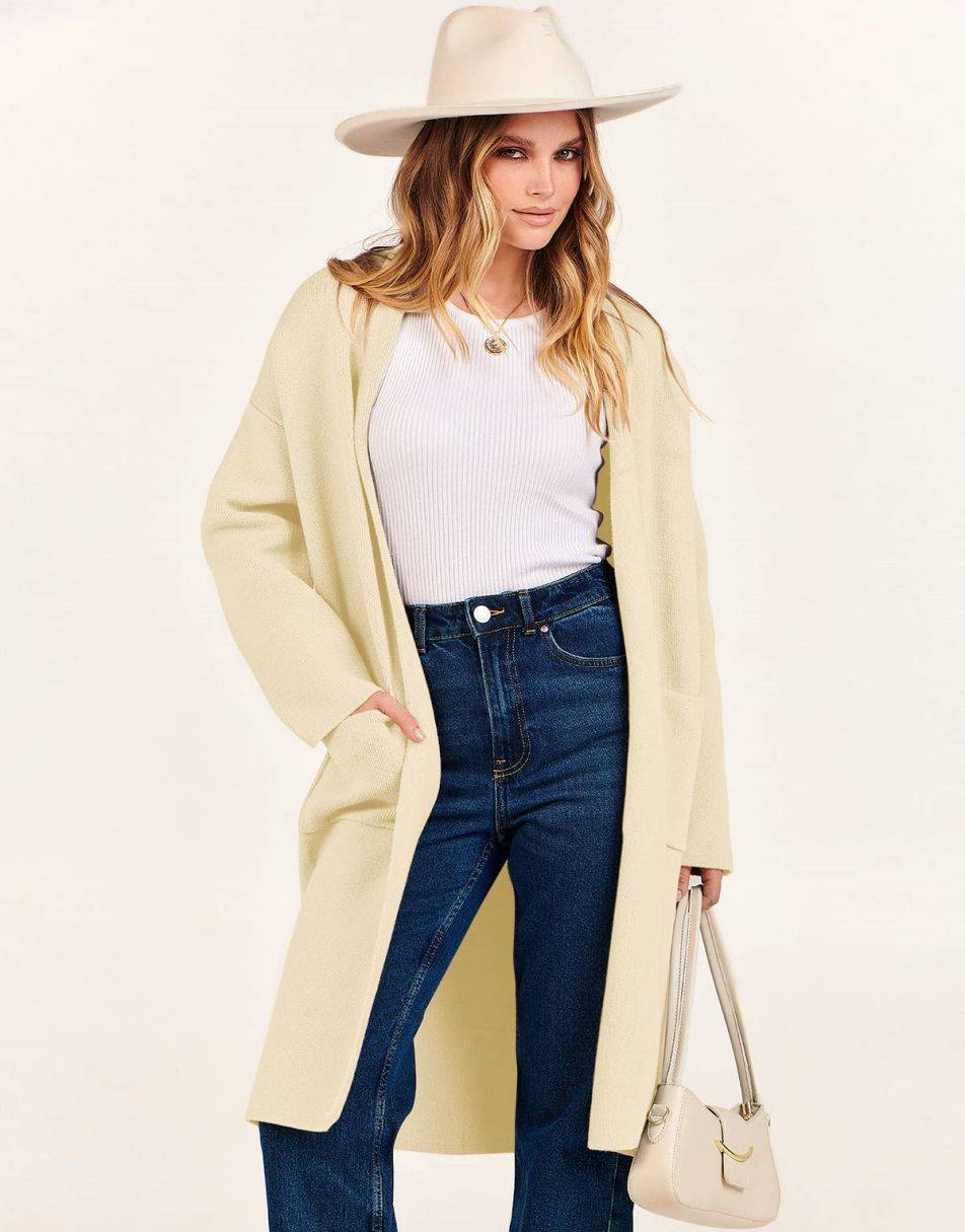 Women's Cardigan Long Sweater Oversized Open Front Knit Coatigan Duster Coat 2025 Trendy Fall Outfits Outerwear