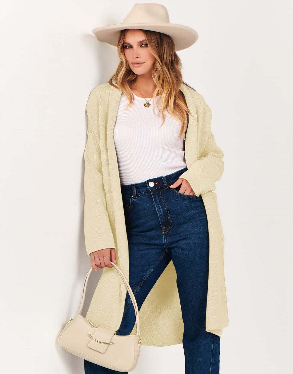 Women's Cardigan Long Sweater Oversized Open Front Knit Coatigan Duster Coat 2025 Trendy Fall Outfits Outerwear
