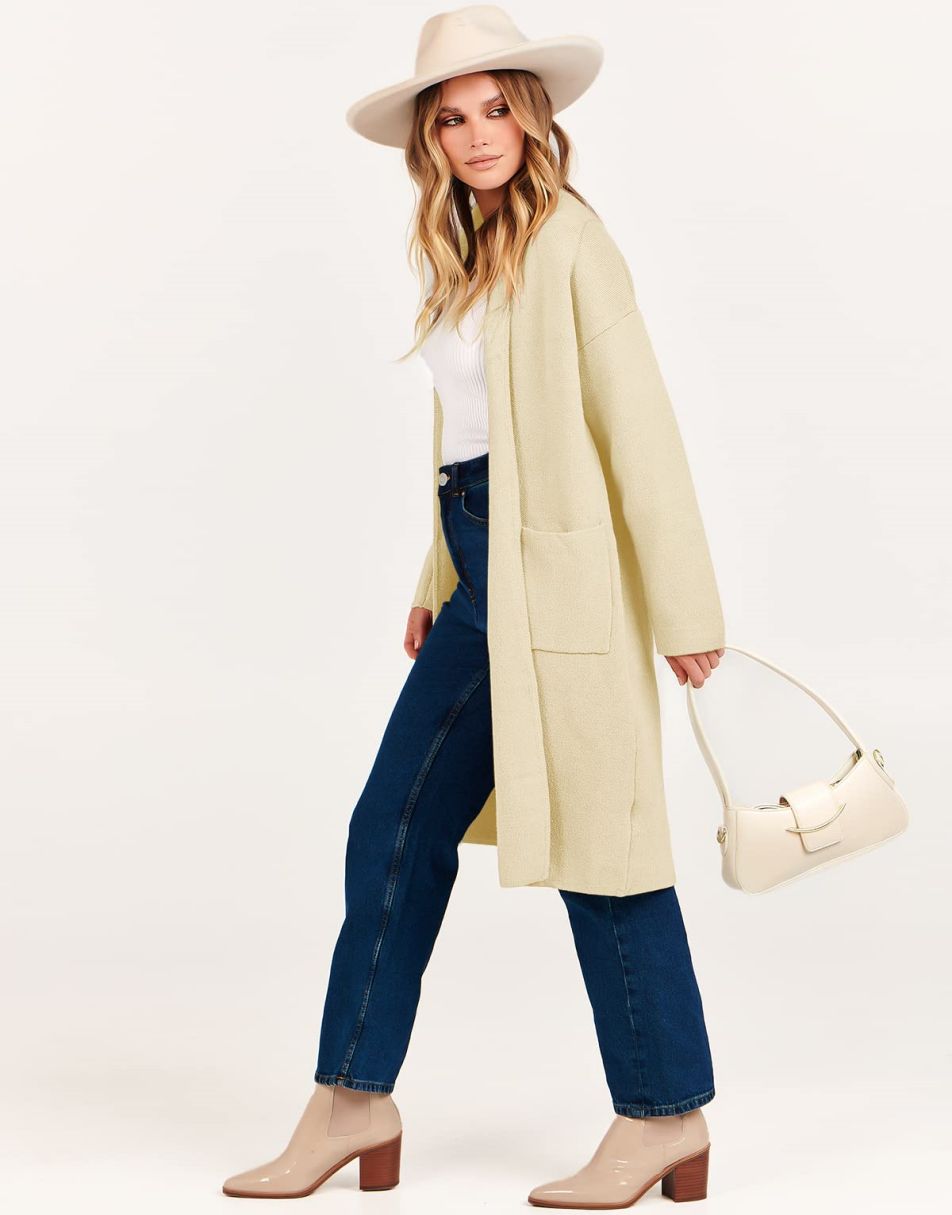 Women's Cardigan Long Sweater Oversized Open Front Knit Coatigan Duster Coat 2025 Trendy Fall Outfits Outerwear
