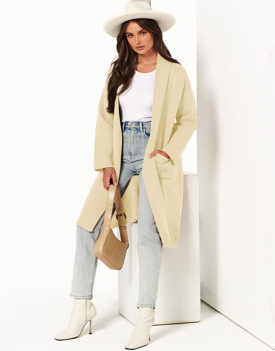 Women's Cardigan Long Sweater Oversized Open Front Knit Coatigan Duster Coat 2025 Trendy Fall Outfits Outerwear