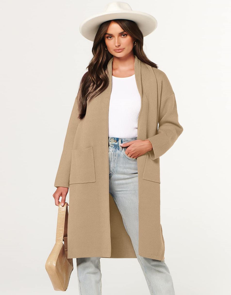 Women's Cardigan Long Sweater Oversized Open Front Knit Coatigan Duster Coat 2025 Trendy Fall Outfits Outerwear