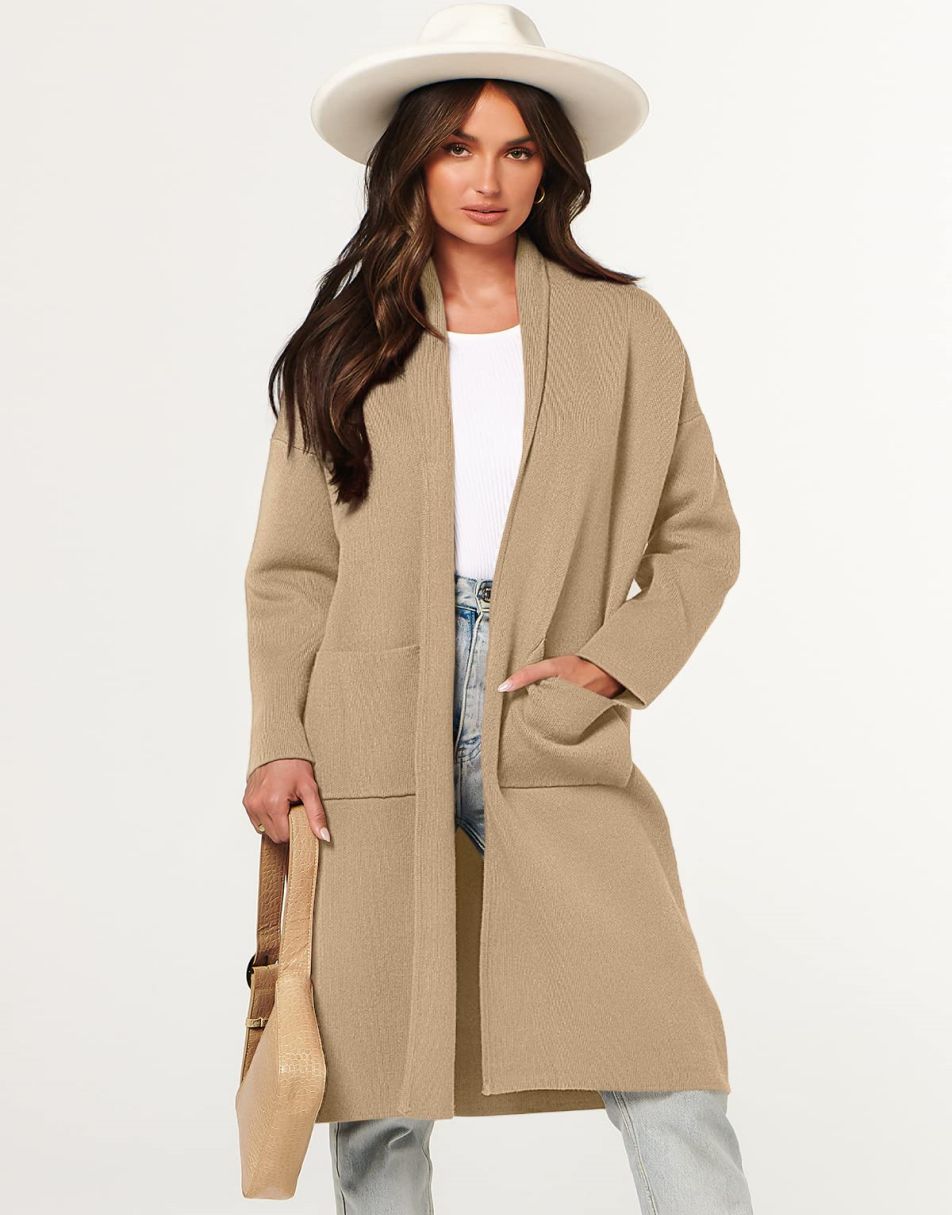 Women's Cardigan Long Sweater Oversized Open Front Knit Coatigan Duster Coat 2025 Trendy Fall Outfits Outerwear