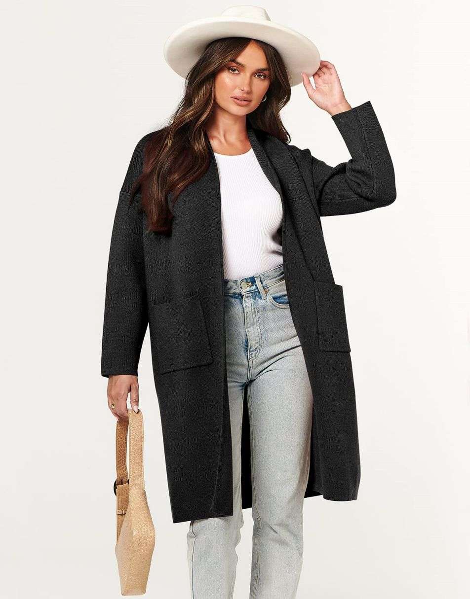 Women's Cardigan Long Sweater Oversized Open Front Knit Coatigan Duster Coat 2025 Trendy Fall Outfits Outerwear