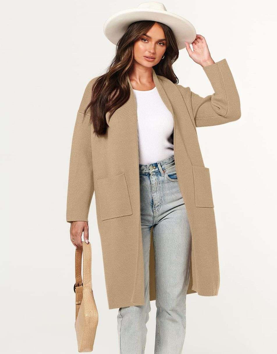 Women's Cardigan Long Sweater Oversized Open Front Knit Coatigan Duster Coat 2025 Trendy Fall Outfits Outerwear