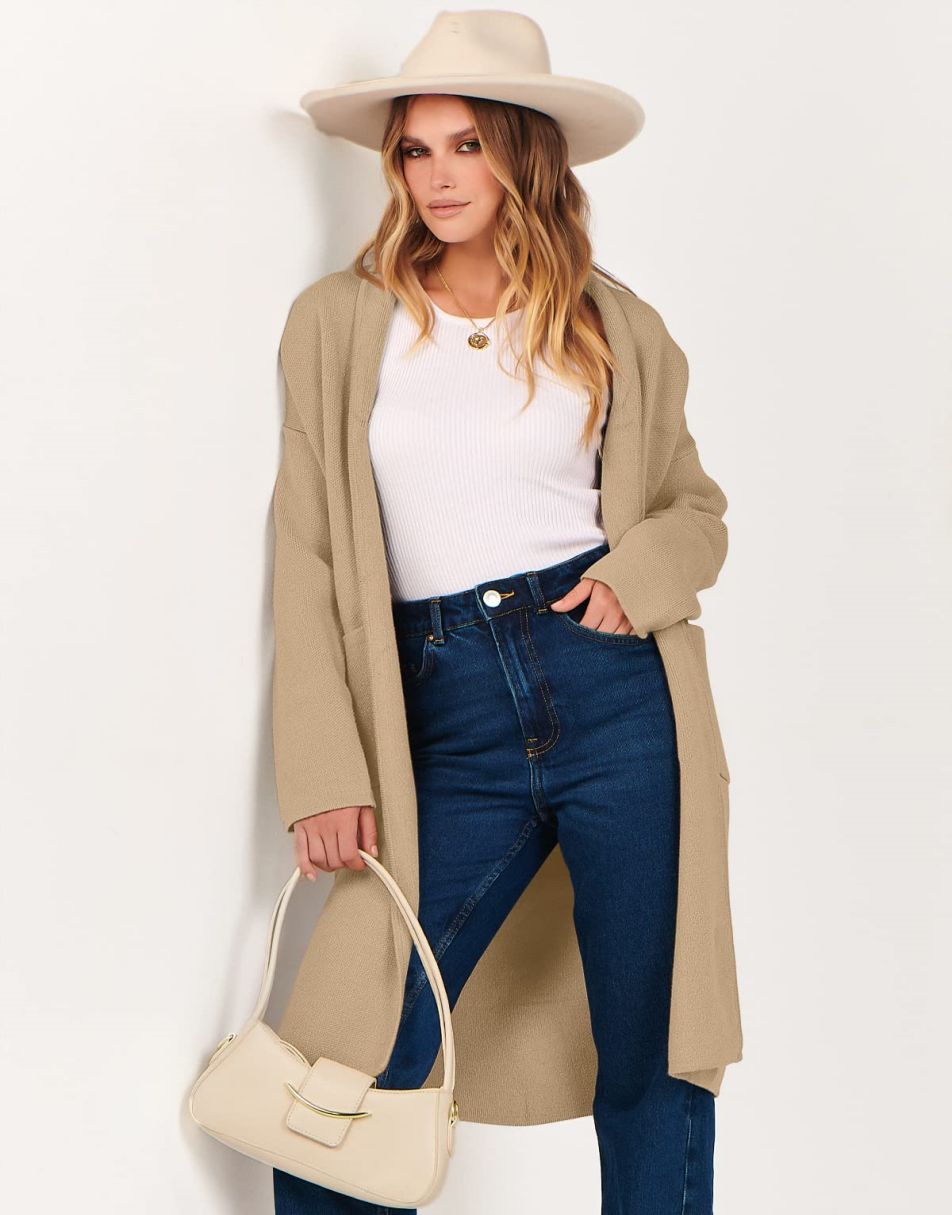 Women's Cardigan Long Sweater Oversized Open Front Knit Coatigan Duster Coat 2025 Trendy Fall Outfits Outerwear