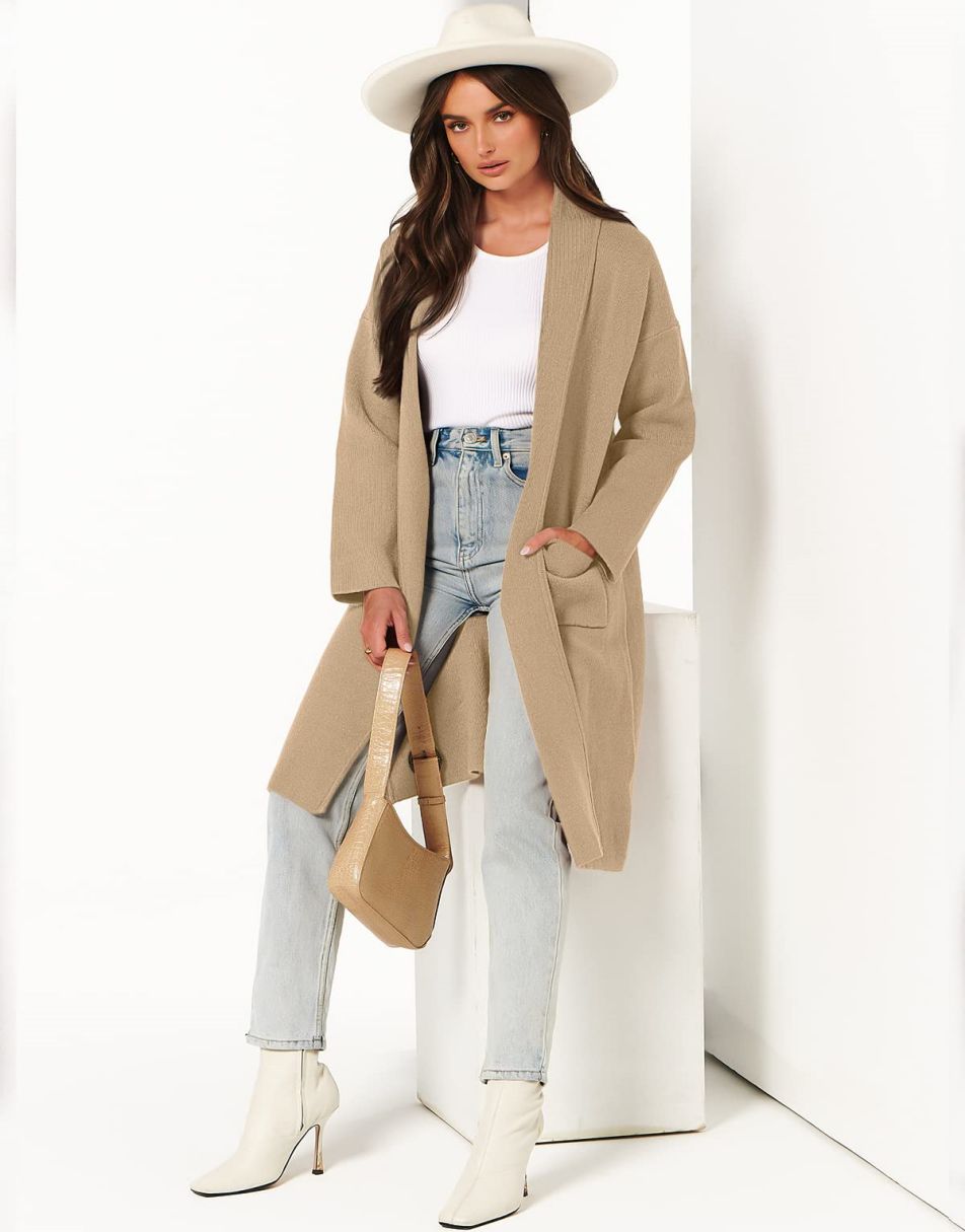 Women's Cardigan Long Sweater Oversized Open Front Knit Coatigan Duster Coat 2025 Trendy Fall Outfits Outerwear