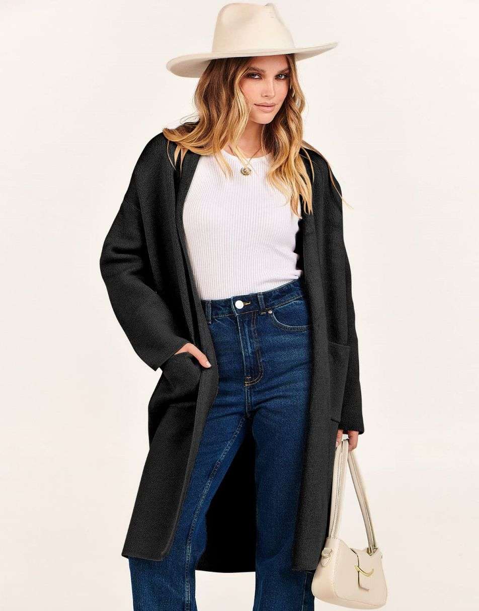 Women's Cardigan Long Sweater Oversized Open Front Knit Coatigan Duster Coat 2025 Trendy Fall Outfits Outerwear