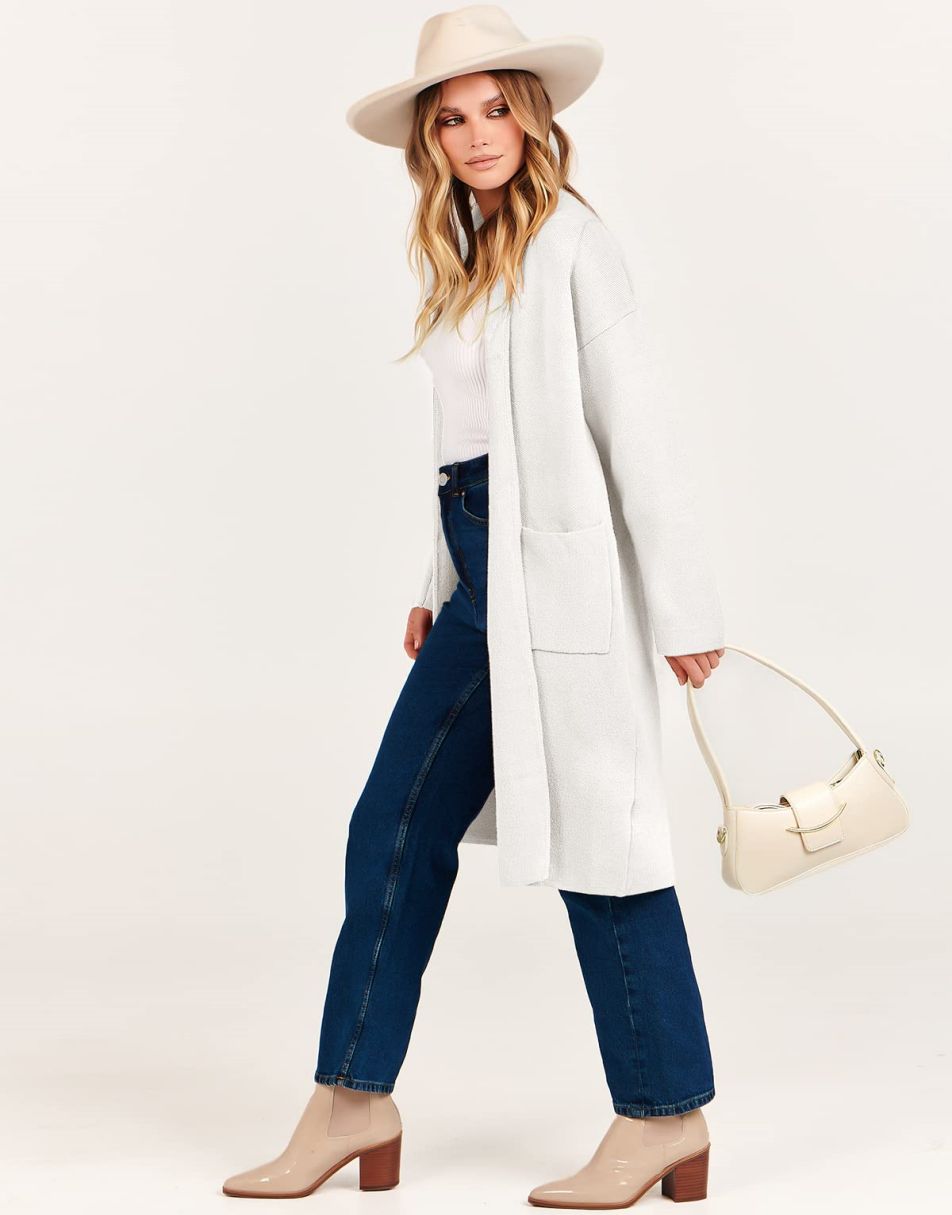 Women's Cardigan Long Sweater Oversized Open Front Knit Coatigan Duster Coat 2025 Trendy Fall Outfits Outerwear