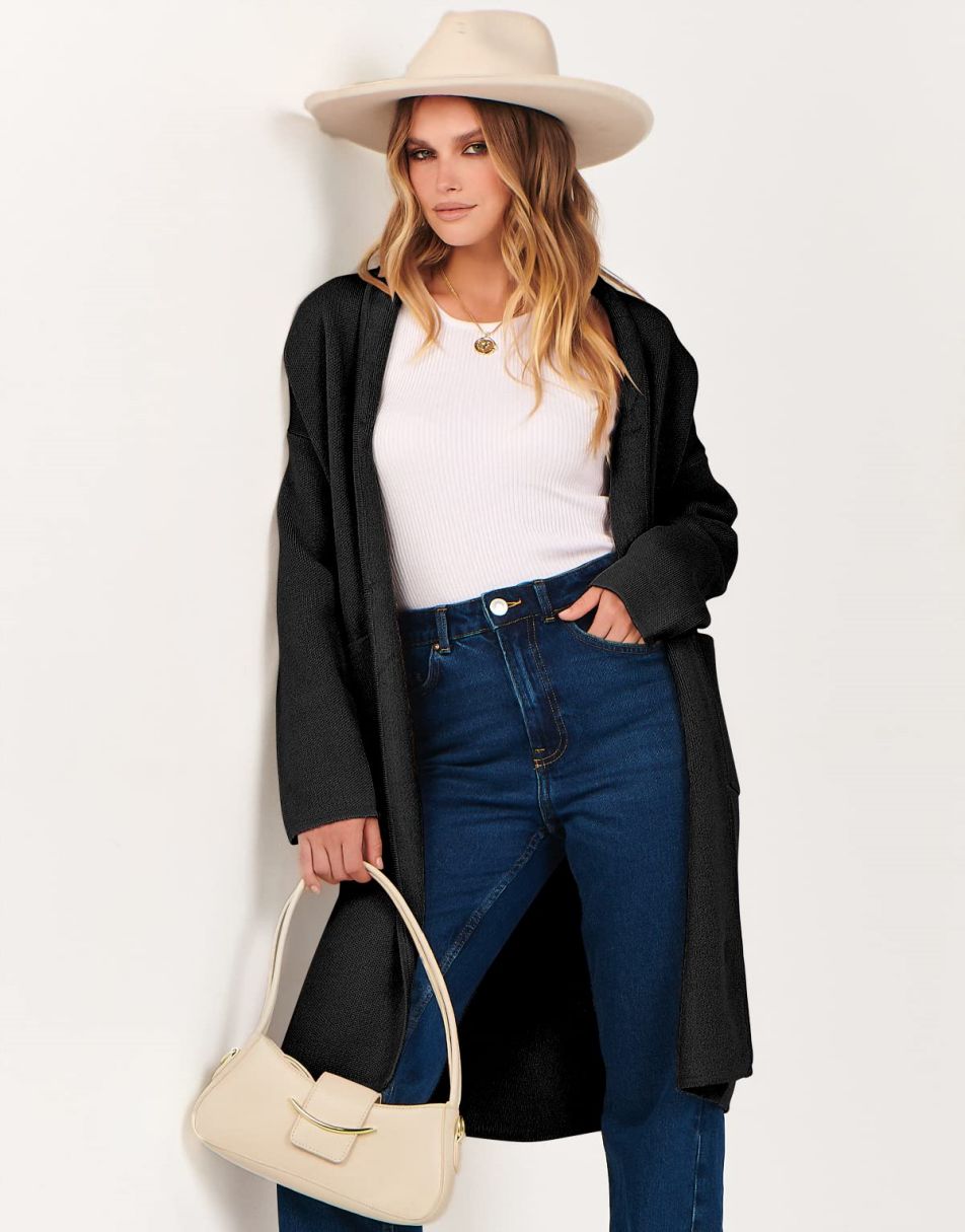 Women's Cardigan Long Sweater Oversized Open Front Knit Coatigan Duster Coat 2025 Trendy Fall Outfits Outerwear