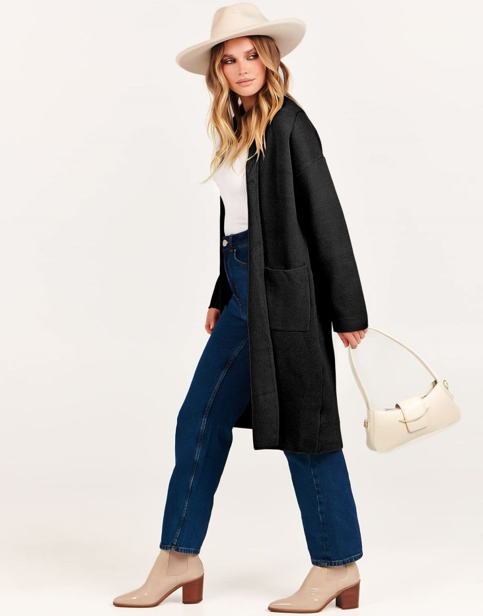 Women's Cardigan Long Sweater Oversized Open Front Knit Coatigan Duster Coat 2025 Trendy Fall Outfits Outerwear