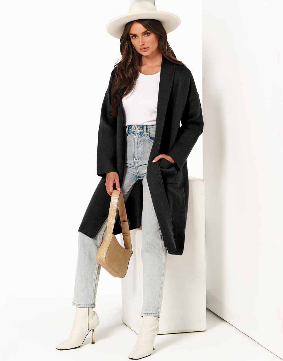Women's Cardigan Long Sweater Oversized Open Front Knit Coatigan Duster Coat 2025 Trendy Fall Outfits Outerwear