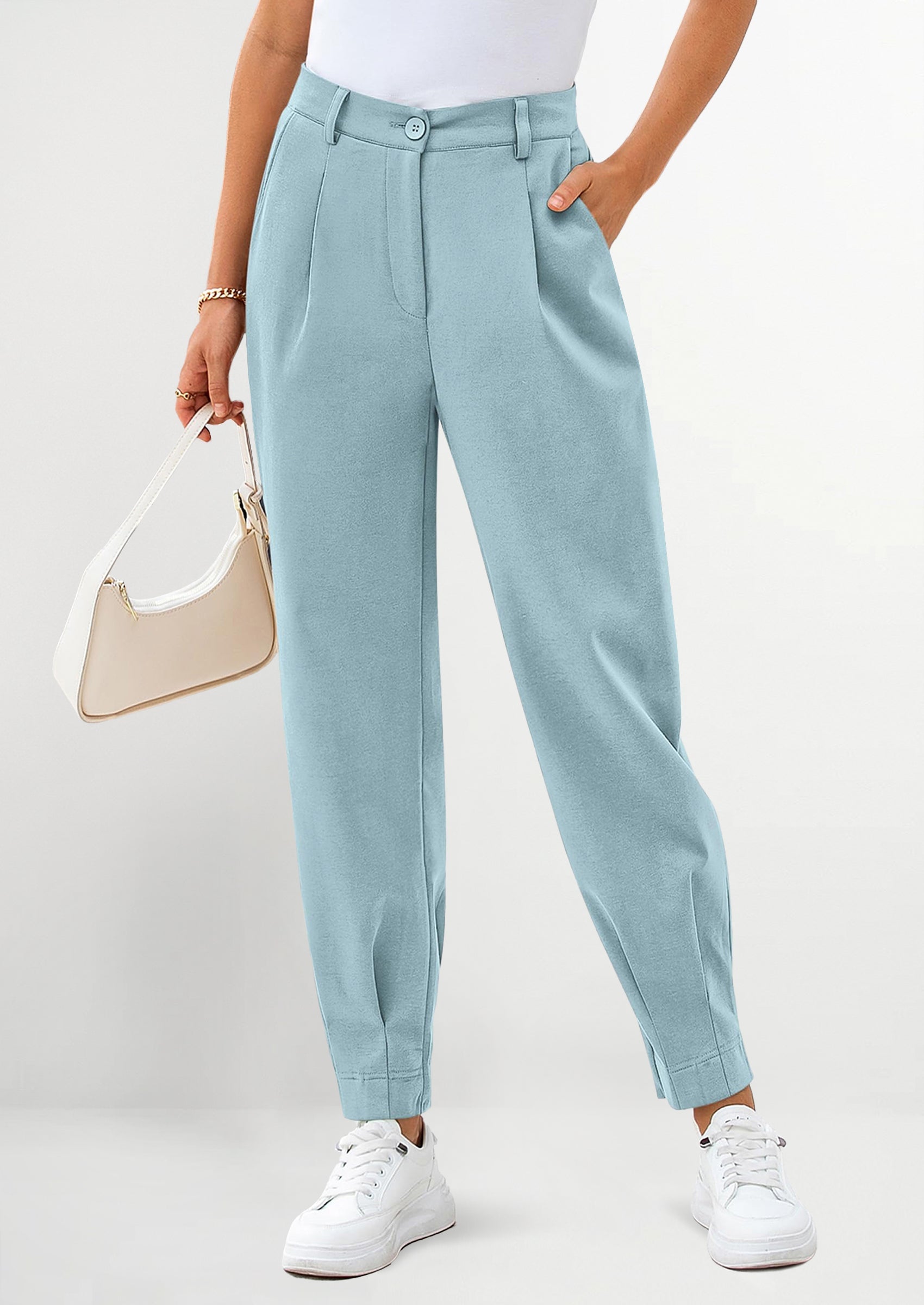 Womens Dress Pants Business Casual Trendy High Waisted Ankle Length Dressy Trousers Slacks Work Clothes