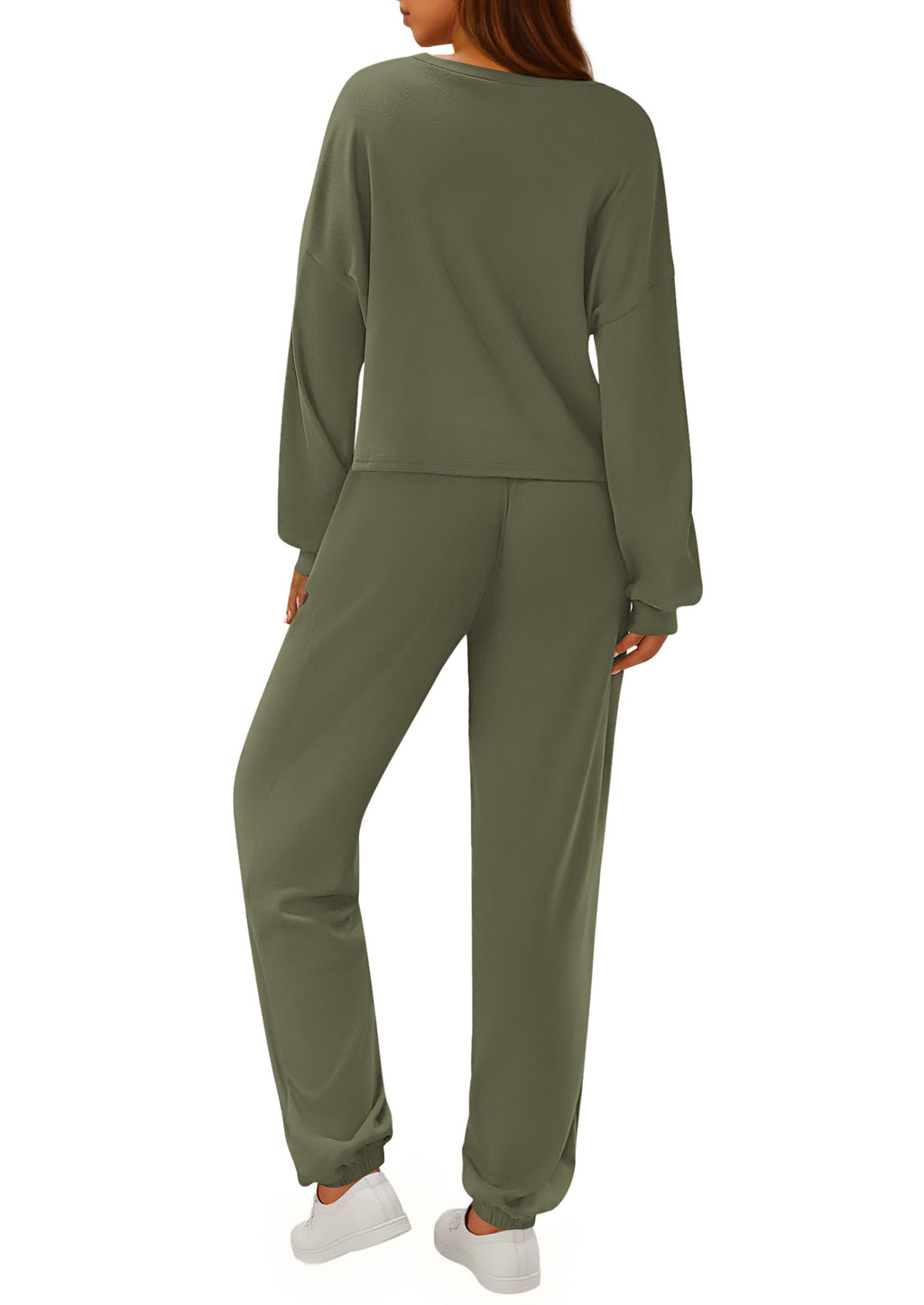 Women's Two Piece Outfits Lounge Sets Long Sleeve Pullover Tops Sweatpants Fall Fashion Matching Clothing
