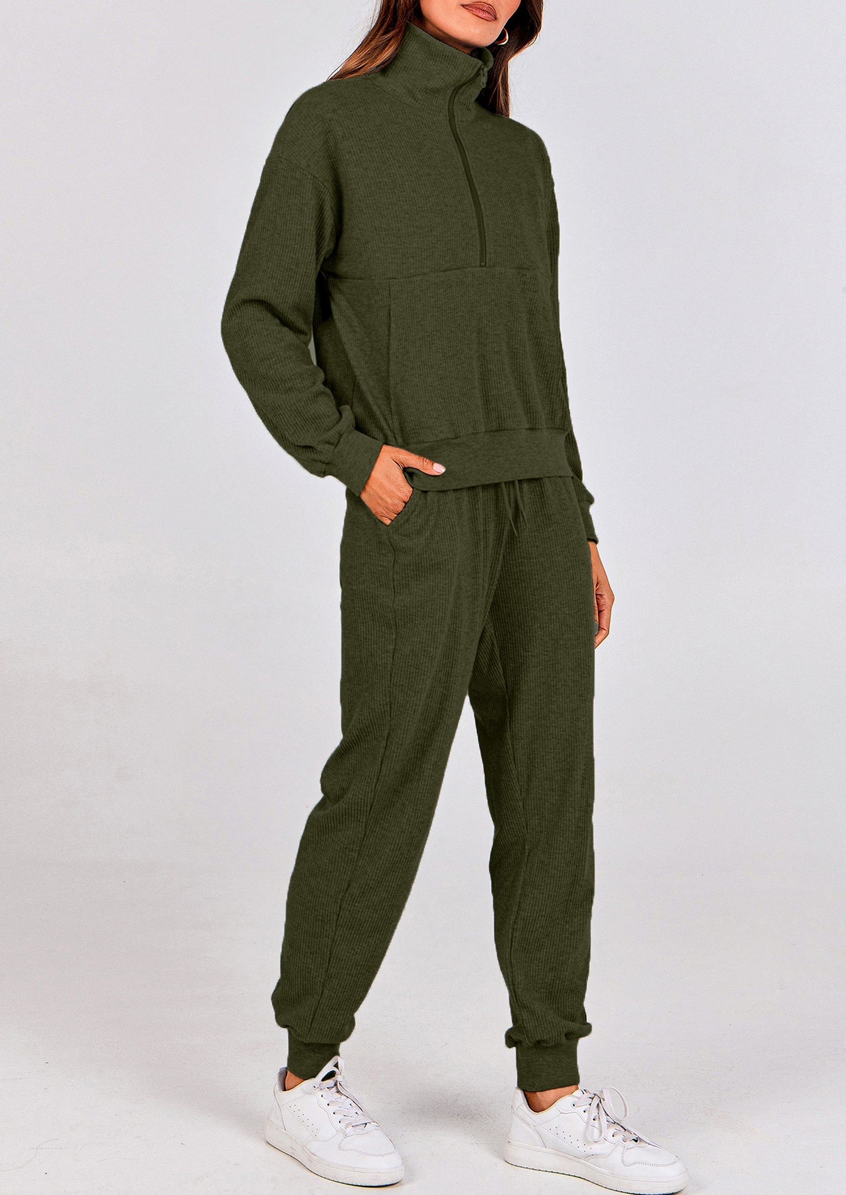 Women's Fall 2 Piece Lounge Sets Zip Up Sweatshirt Jogger Pants Sweat Track Suits Travel Outfit Winter Clothing