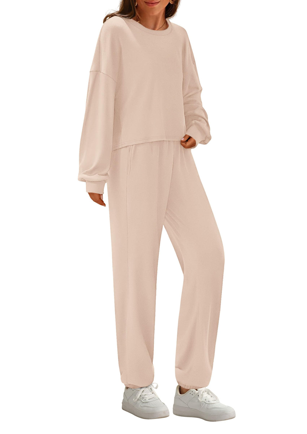 Women's Two Piece Outfits Lounge Sets Long Sleeve Pullover Tops Sweatpants Fall Fashion Matching Clothing