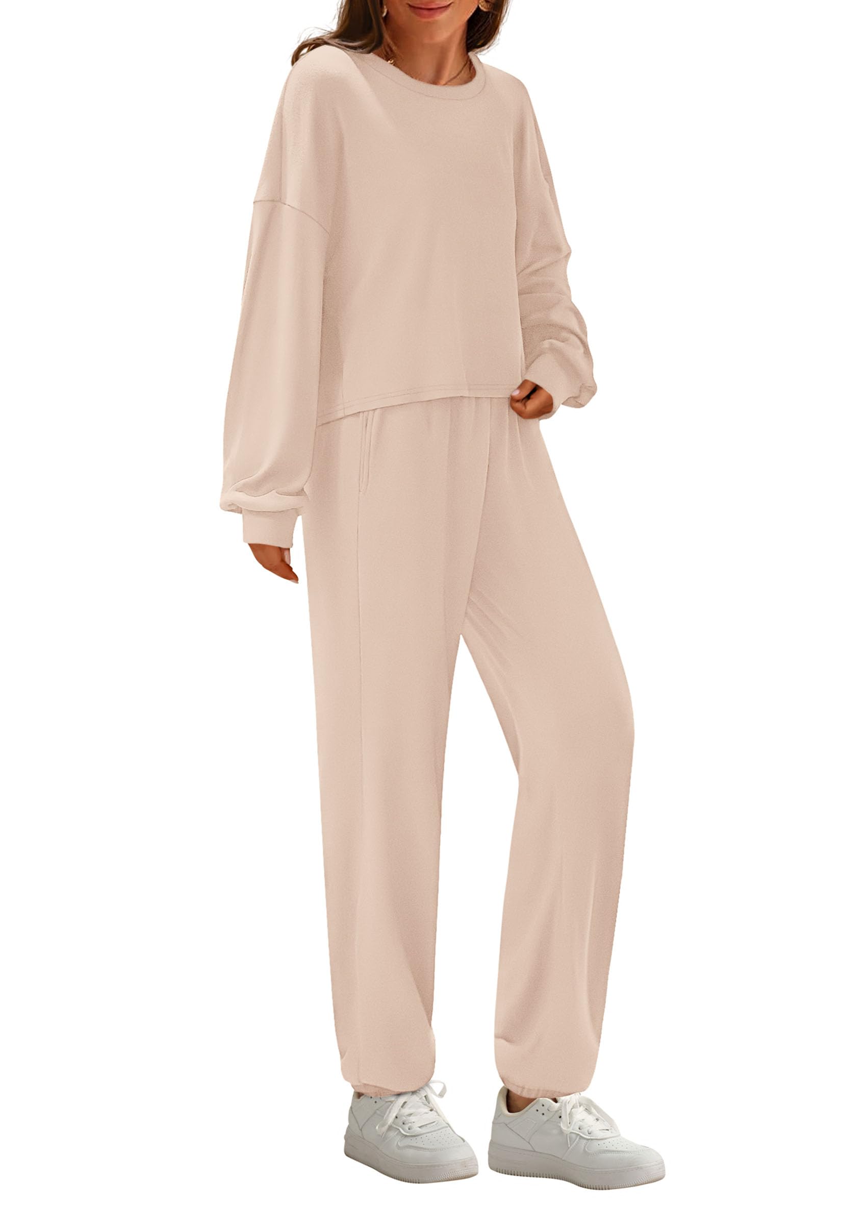 Women's Two Piece Outfits Lounge Sets Long Sleeve Pullover Tops Sweatpants Fall Fashion Matching Clothing