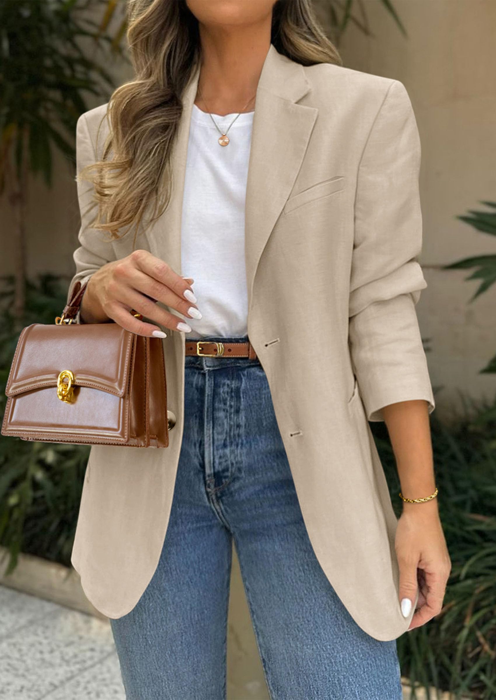 Blazers for Women Business Casual Long Sleeve Lapel Open Front Suit Jacket Work Blazer with Pockets