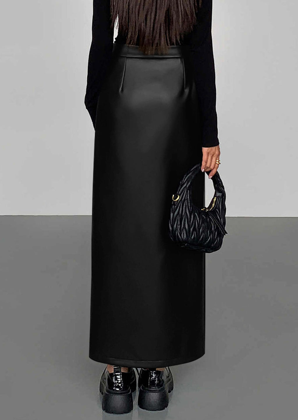 Womens Faux Leather Skirt Fall Bodycon High Waisted Slit Dressy Casual Winter Maxi Long Pencil Skirts