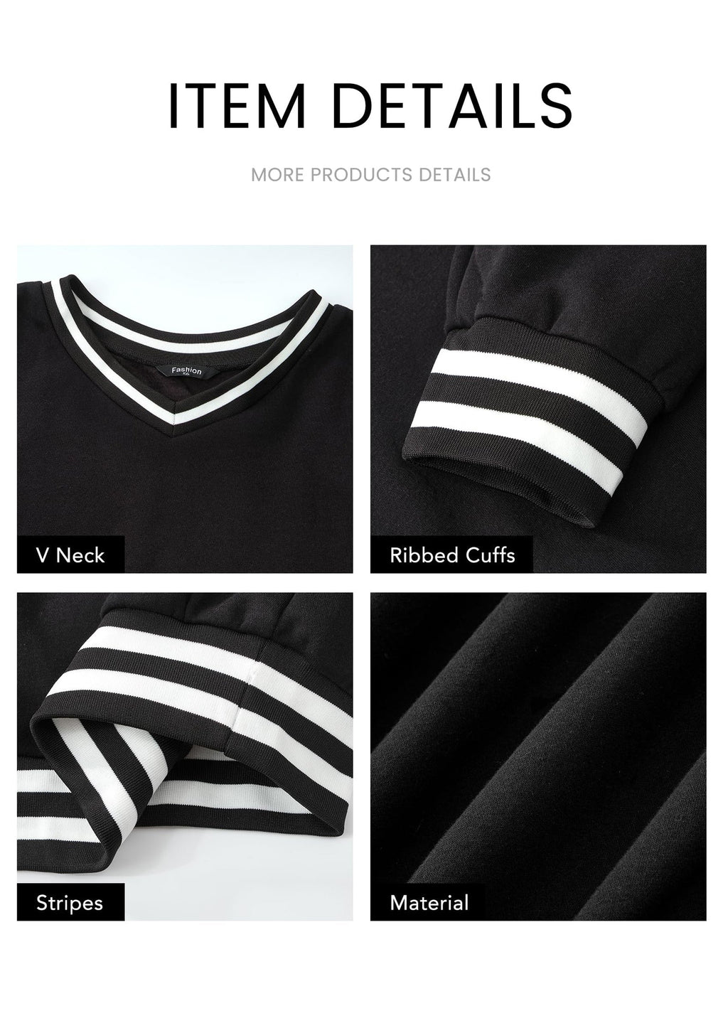 Women's Oversized Sweatshirts Casual Long Sleeve Stripes Knit V Neck Pullover Top Fall Teens Preppy Clothes
