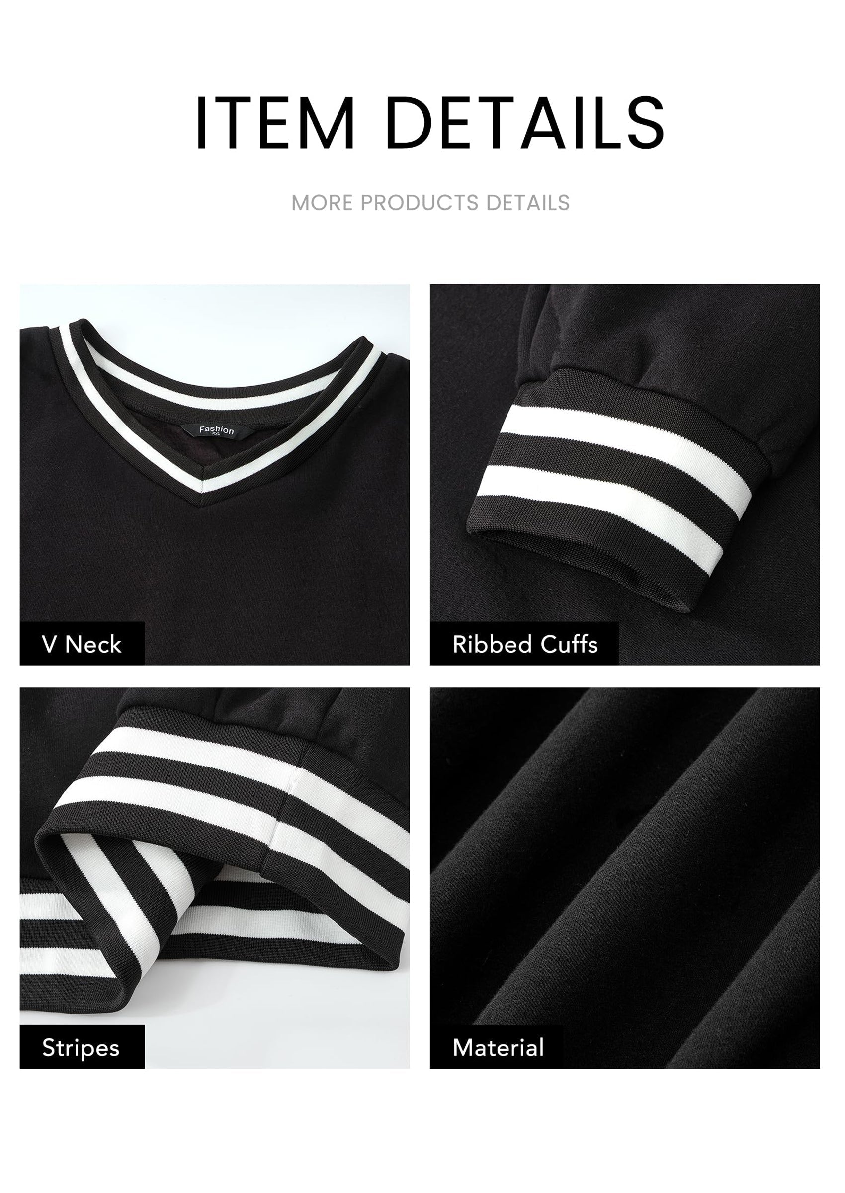 Women's Oversized Sweatshirts Casual Long Sleeve Stripes Knit V Neck Pullover Top Fall Teens Preppy Clothes