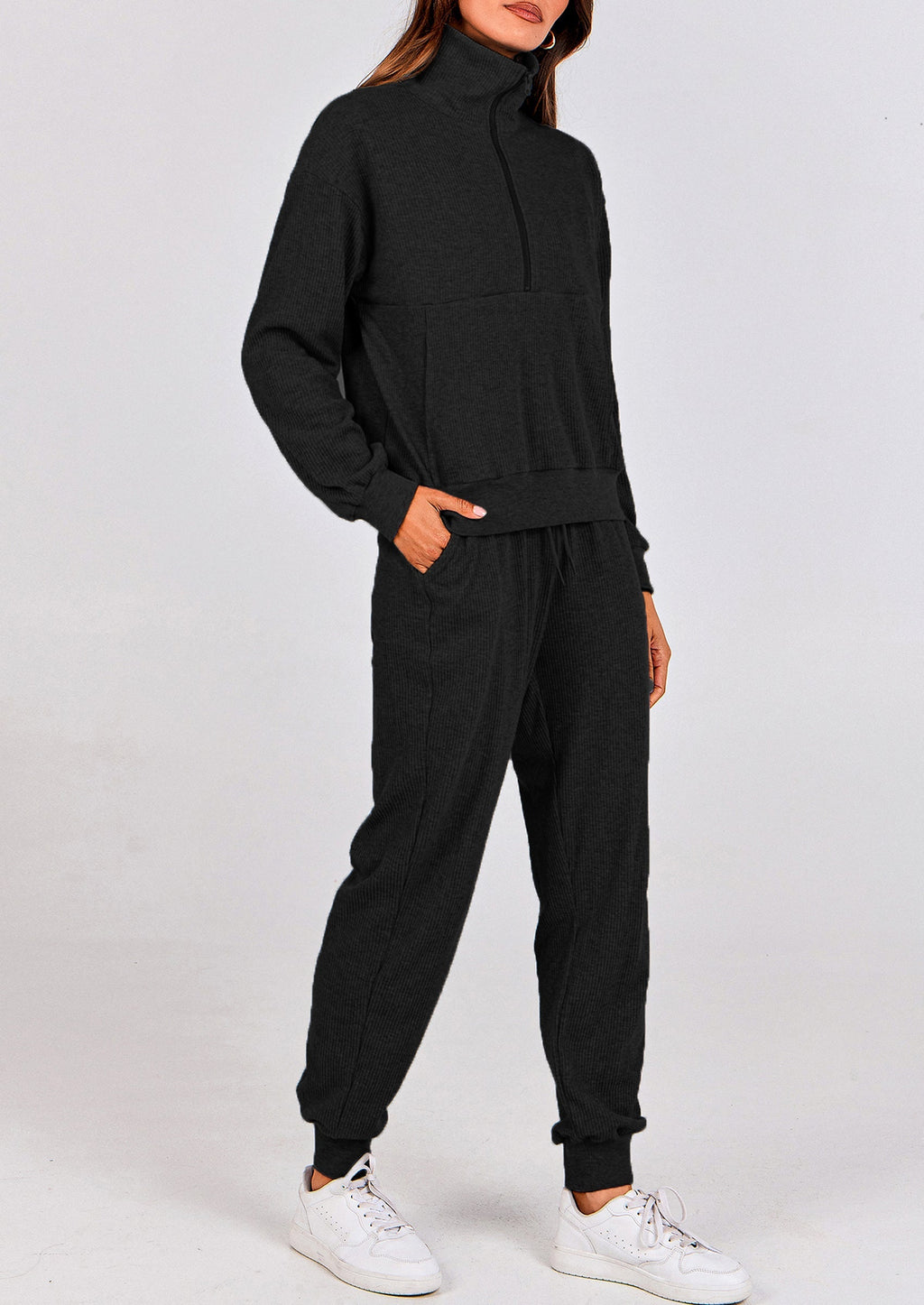 Women's Fall 2 Piece Lounge Sets Zip Up Sweatshirt Jogger Pants Sweat Track Suits Travel Outfit Winter Clothing