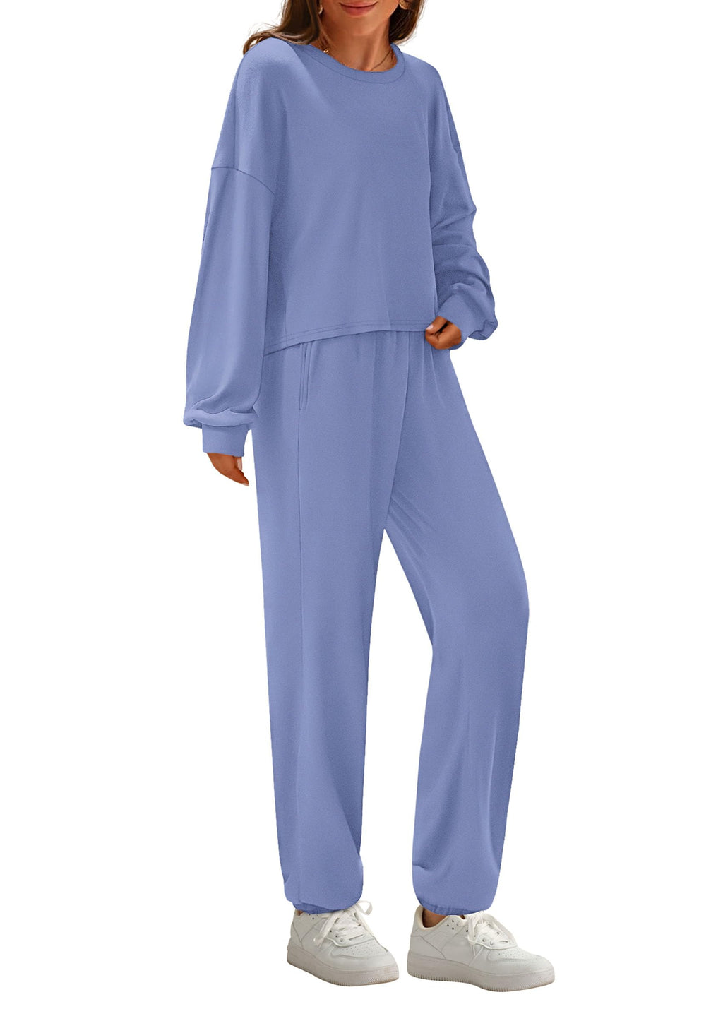 Women's Two Piece Outfits Lounge Sets Long Sleeve Pullover Tops Sweatpants Fall Fashion Matching Clothing