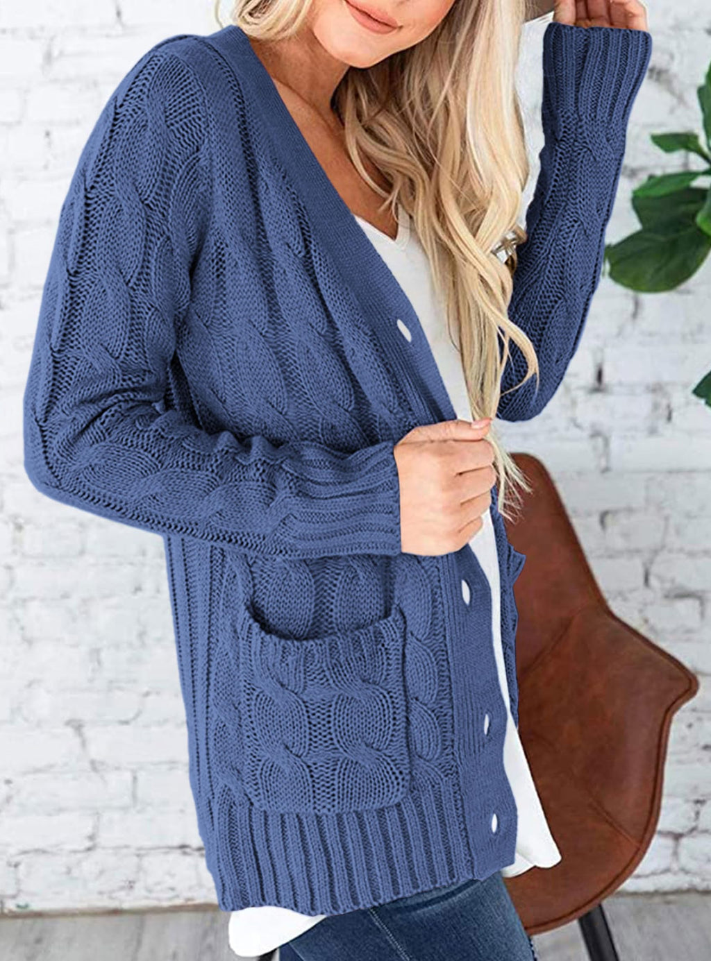 Women's Open Front Cardigan Sweaters Fall Fashion Button Down Cable Knit Chunky Winter Outerwear Coats