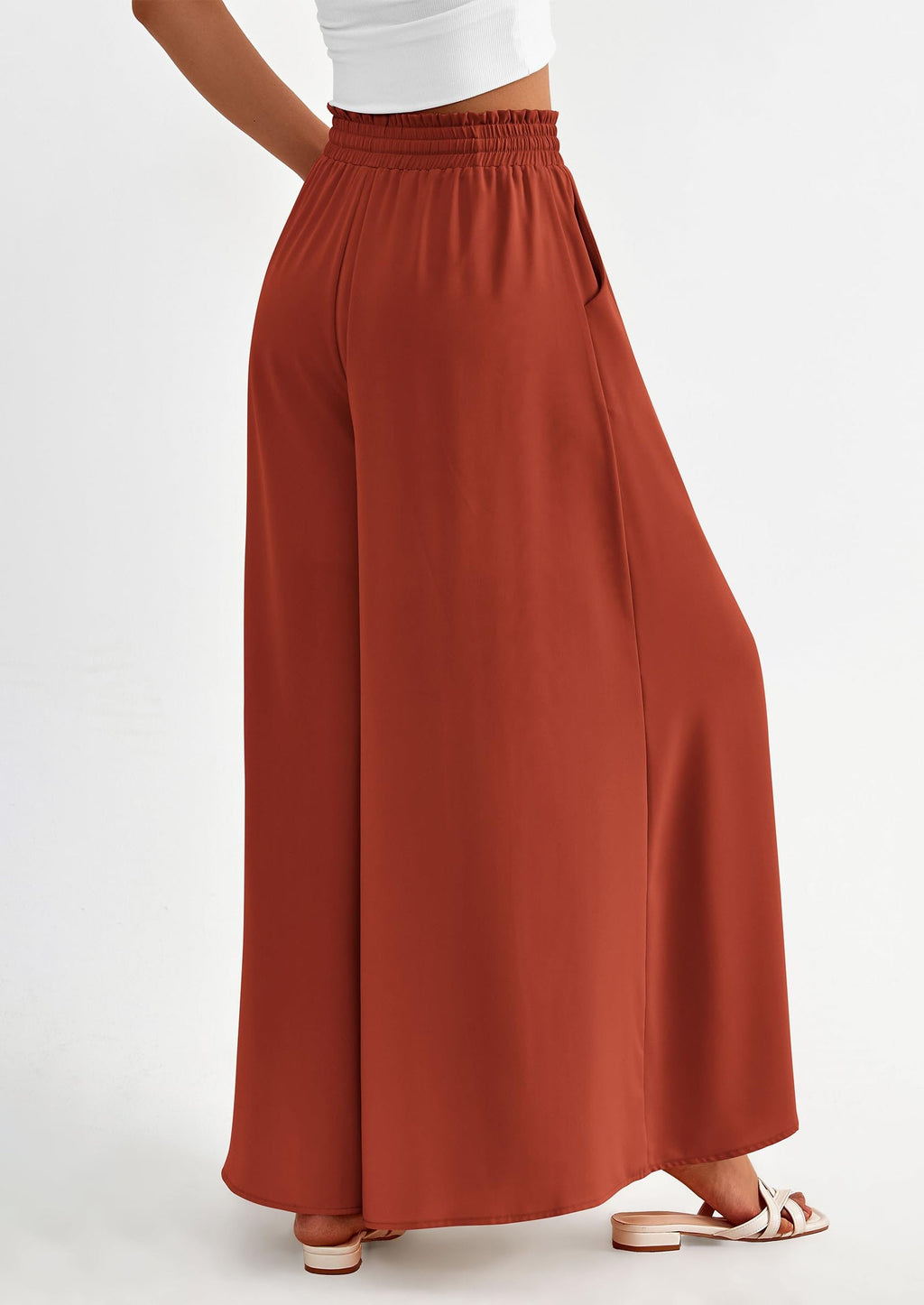 Women's Summer Wide Leg Palazzo Pants High Waisted Flowy Pockets Trendy Casual Lounge Boho Beach Trousers