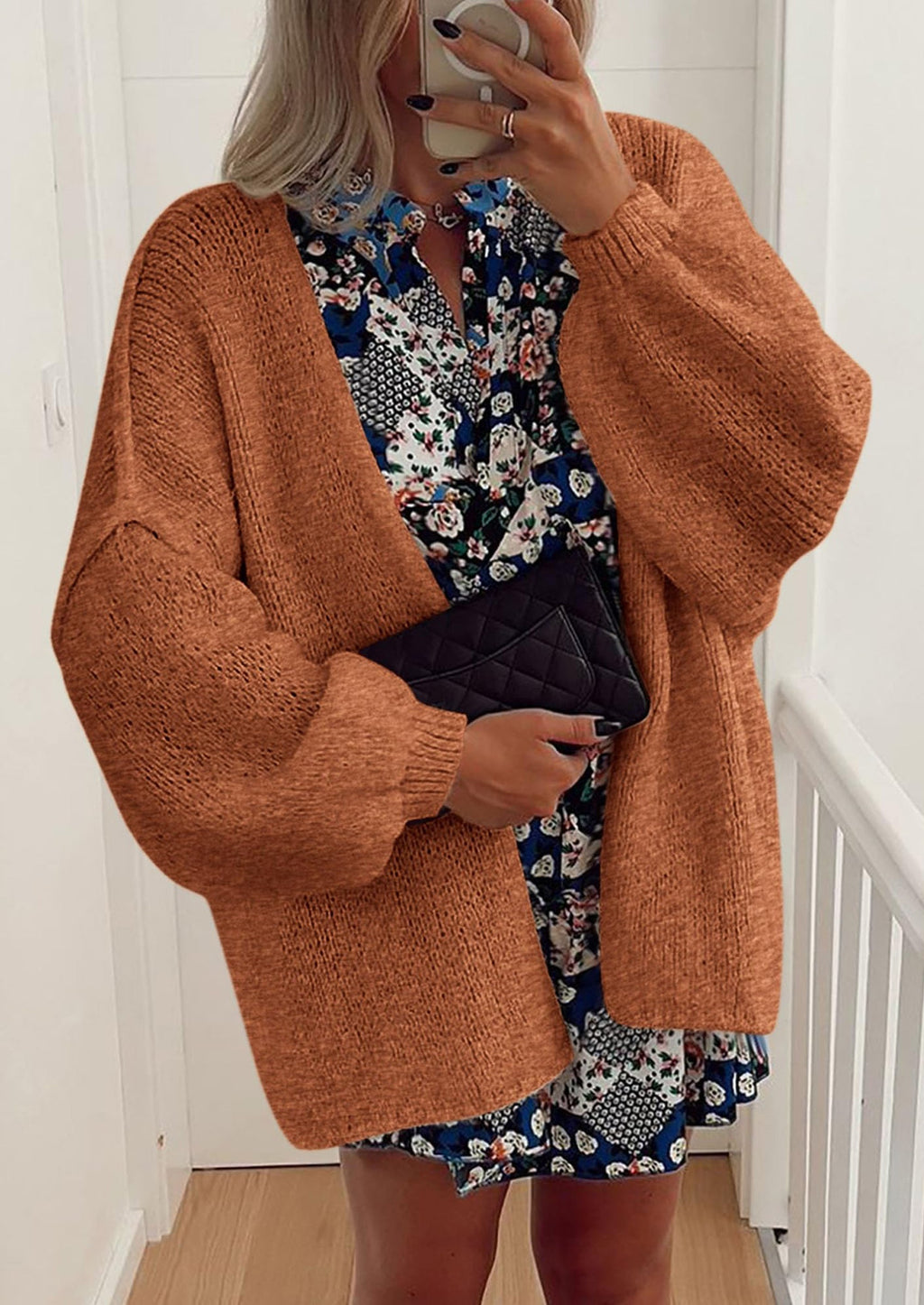 Womens Oversized Cardigan Sweaters Fall Long Lantern Sleeve Knit Open Front Lightweight Sweater