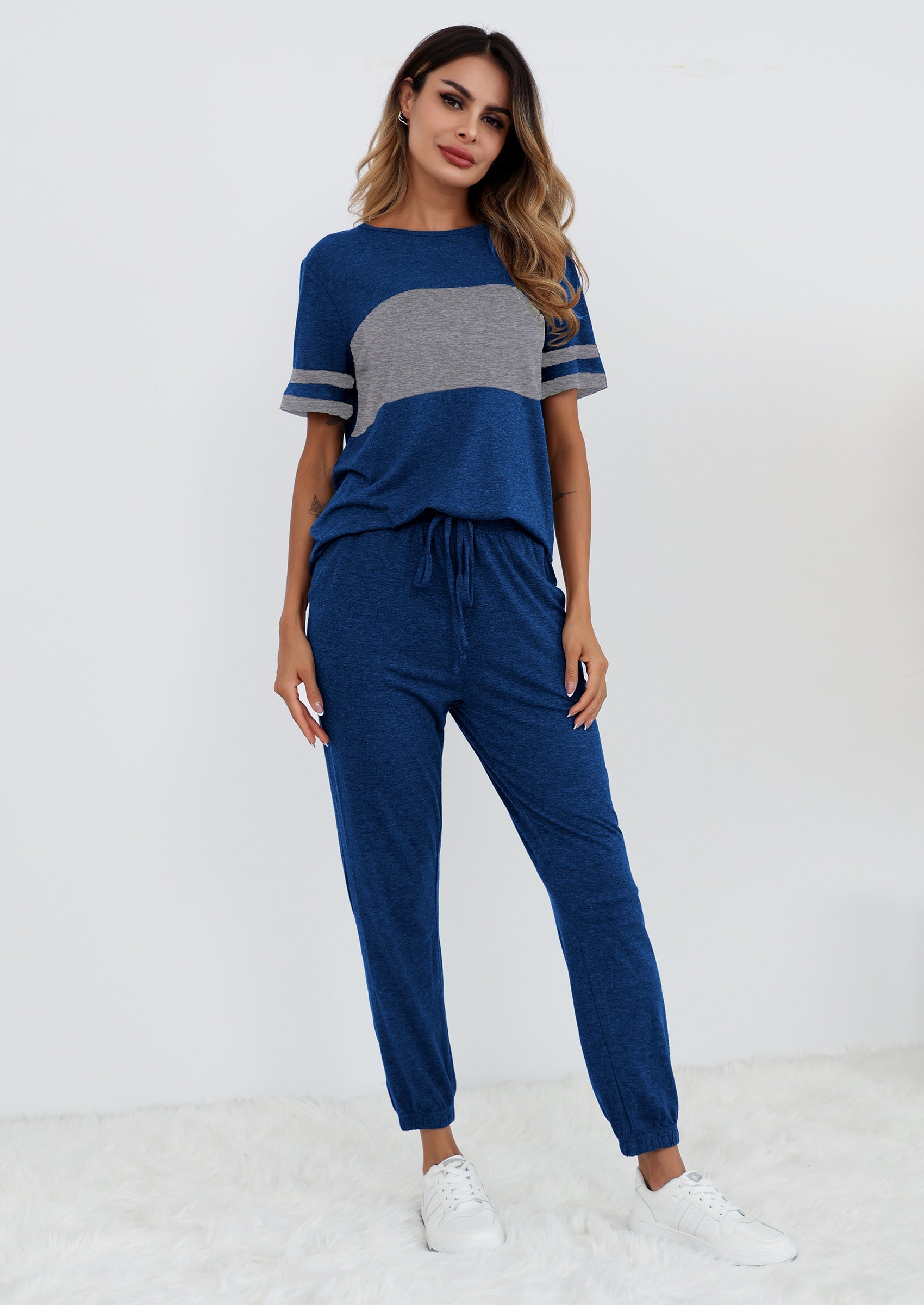 Women's Two Piece Lounge Sets Spring Summer Jogger Pants Vacation Outfits Travel Airplane Matching Clothes