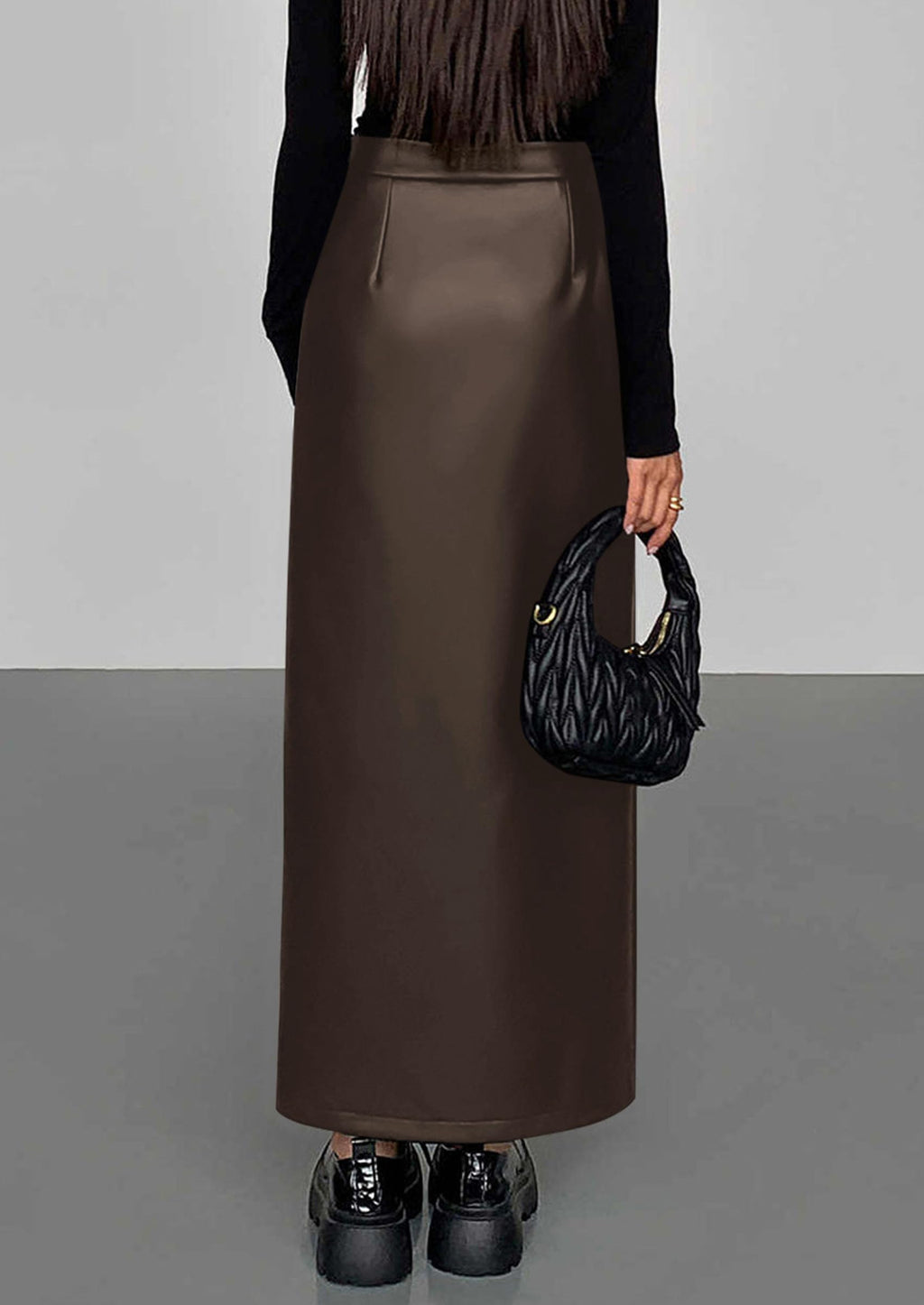 Womens Faux Leather Skirt Fall Bodycon High Waisted Slit Dressy Casual Winter Maxi Long Pencil Skirts
