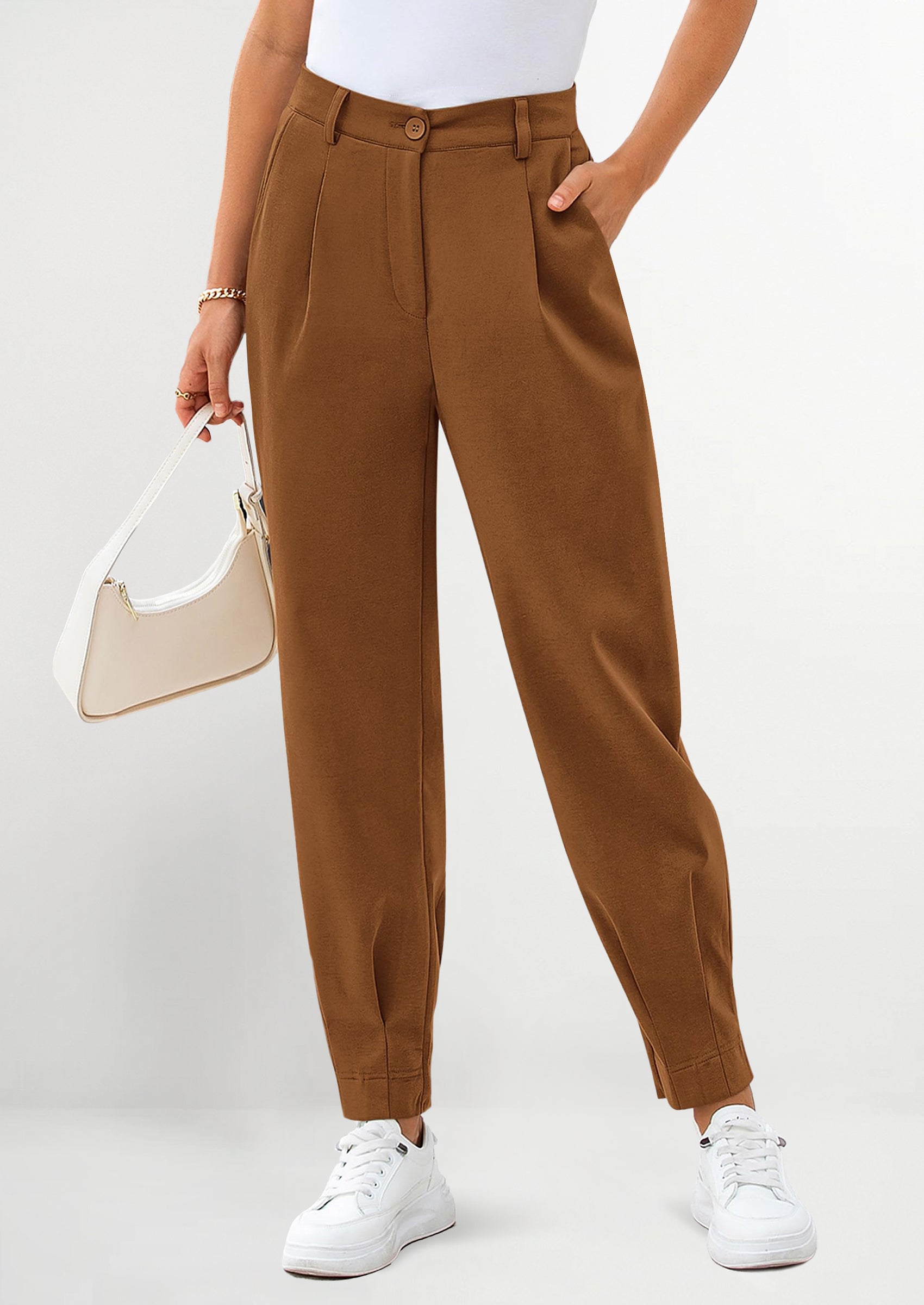 Womens Dress Pants Business Casual Trendy High Waisted Ankle Length Dressy Trousers Slacks Work Clothes