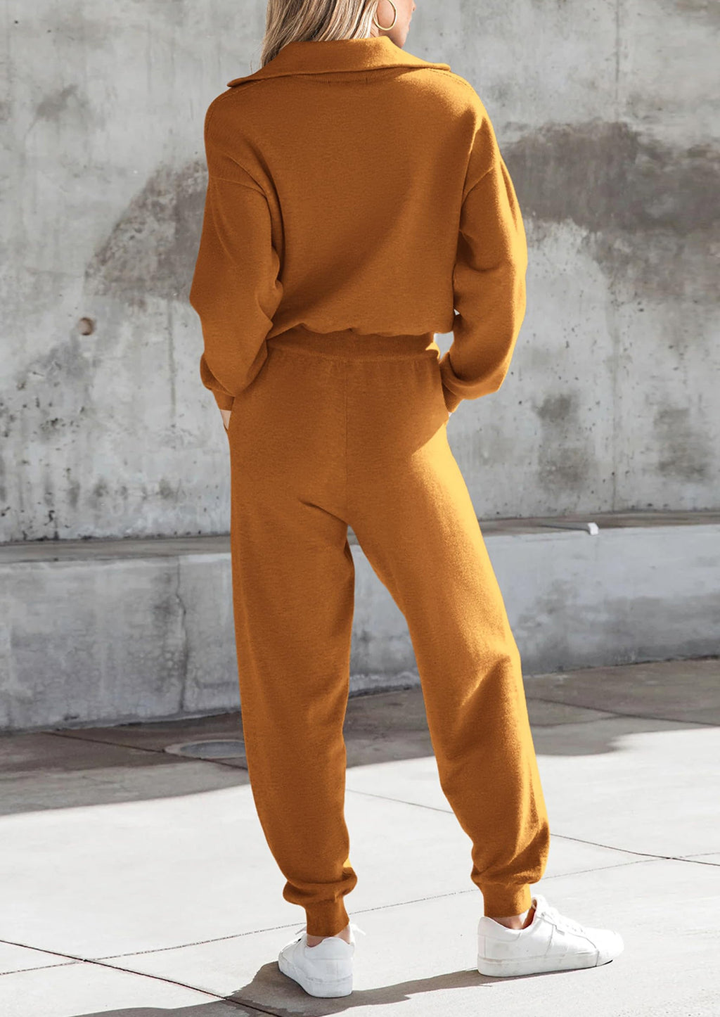 Women's 2 Piece Sweater Set Pullover Zip Up Sweatshirt Jogger Sweatpants Tracksuit Casual Outfit